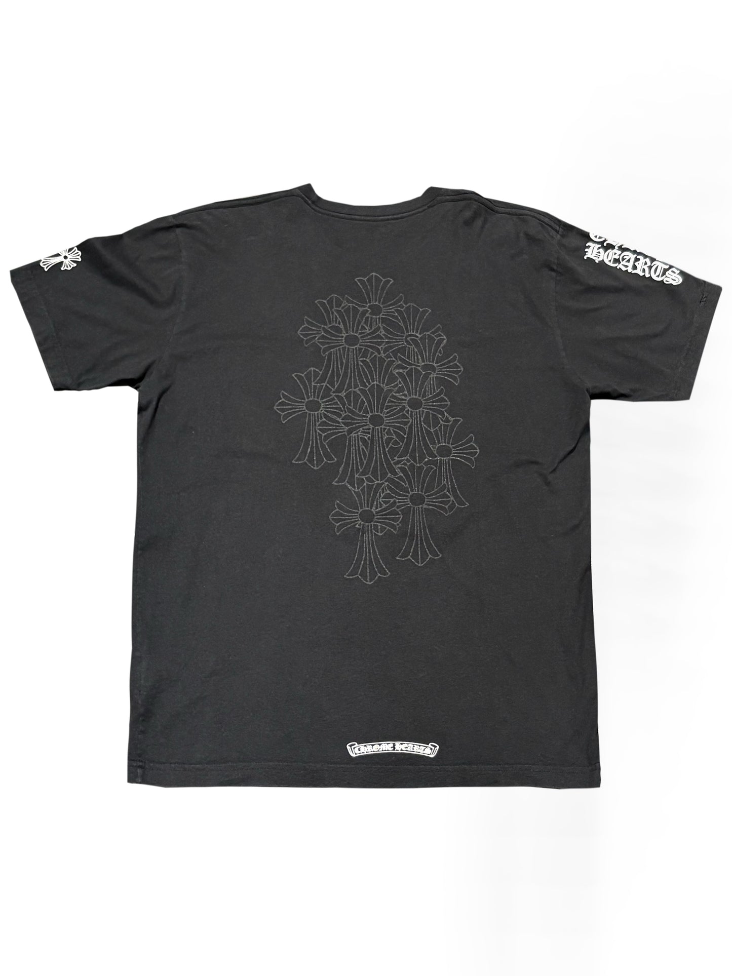 Chrome Hearts Shoulder Script Logo Black Cemetery Cross Back Tee Black L C119050144-Used