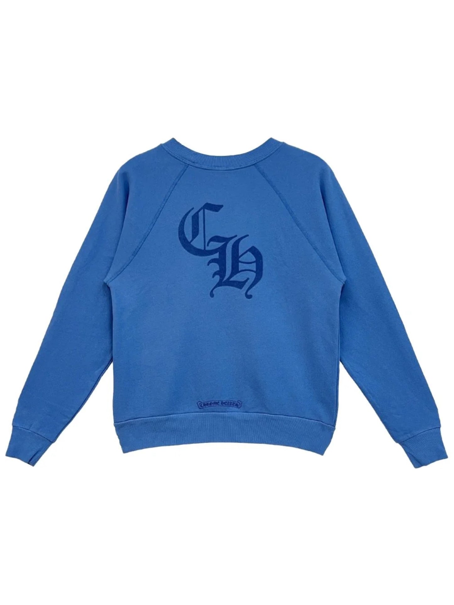Chrome Hearts Triple Cross Front CH Letter Back Crewneck Blue