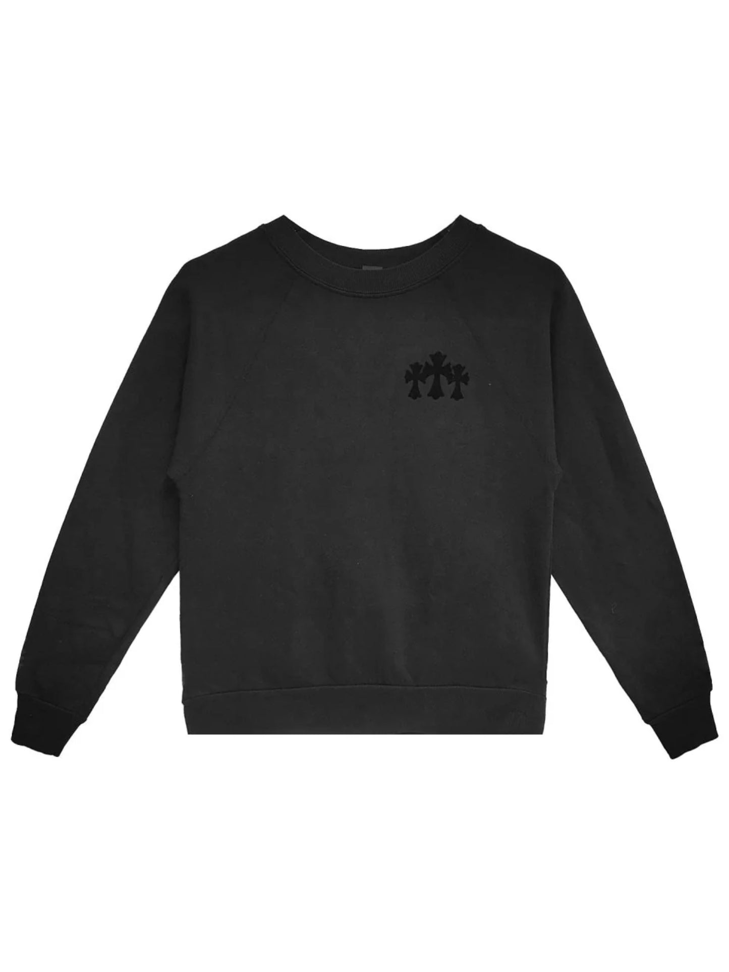 Chrome Hearts Triple Cross Front CH Letter Back Crewneck Black