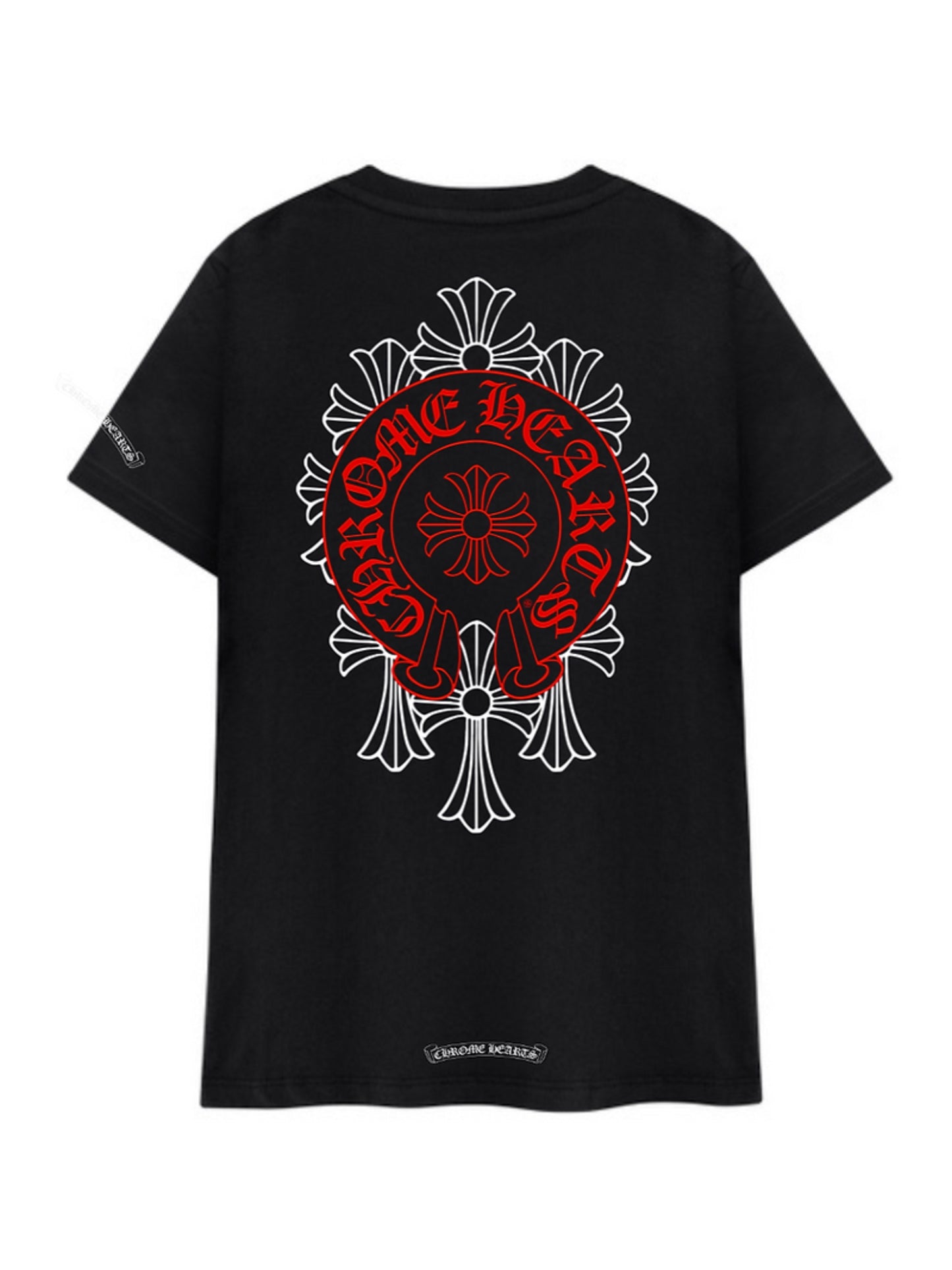 Chrome Hearts Red Horseshoe Cemetery Cross Pocket Tee