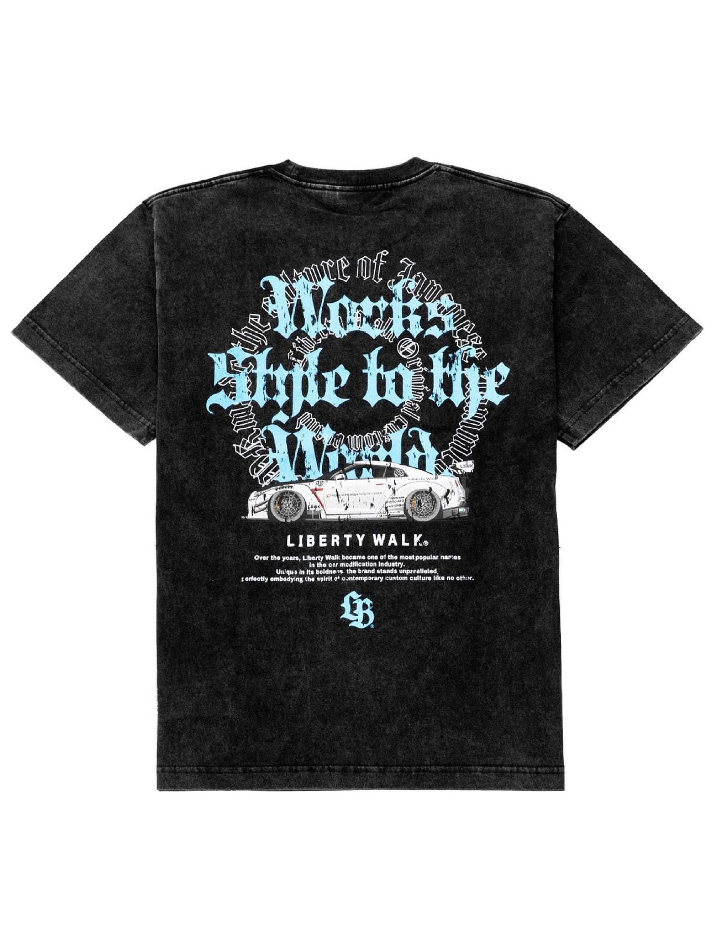 Liberty Walk Circle Text R35 Washed Black Tee