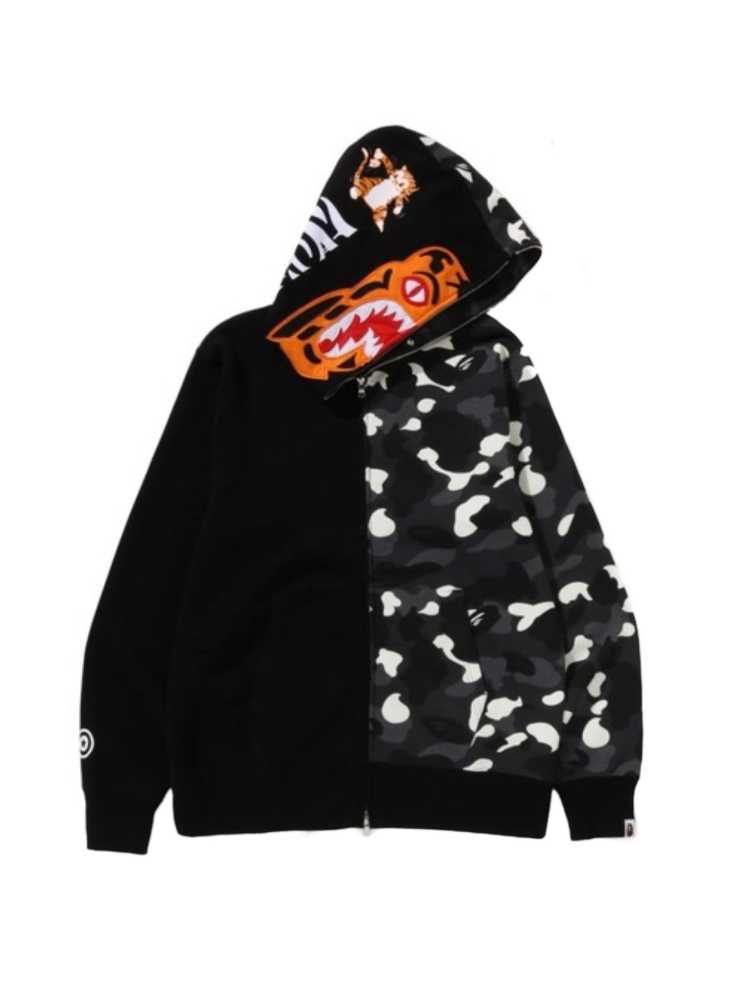 Bape City Camo Tiger Shark Full Zip Hoodie Glow in Dark Black