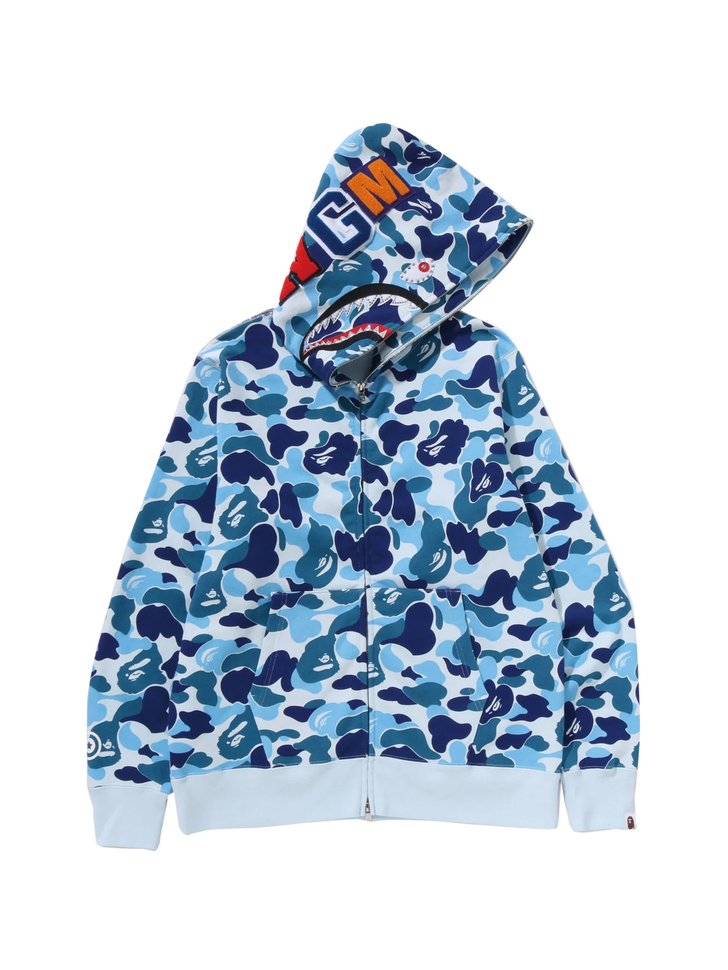 Bape Abc Camo Crystal Stone Shark Full Zip Hoodie Blue