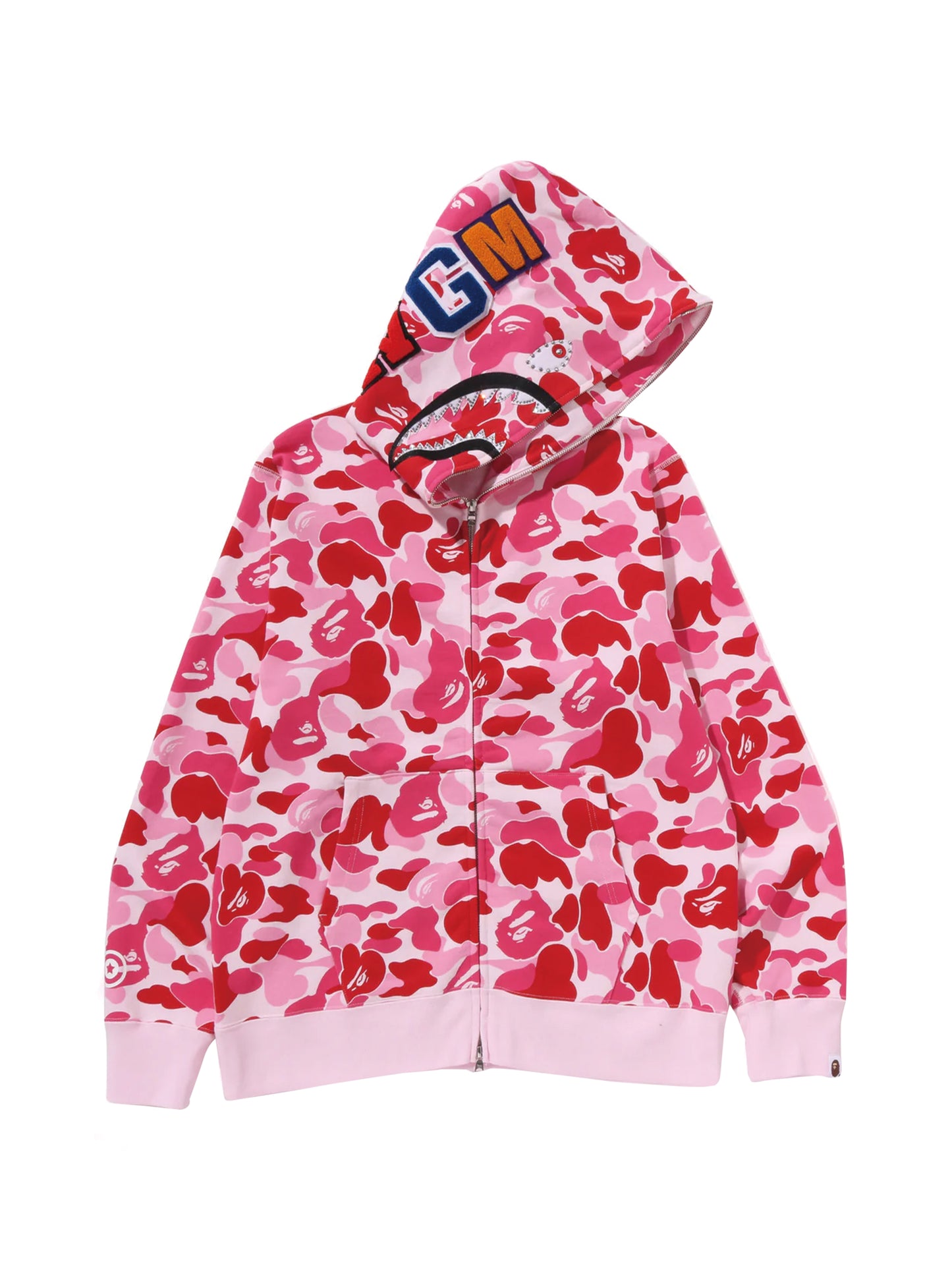 Bape Abc Camo Crystal Stone Shark Full Zip Hoodie Pink