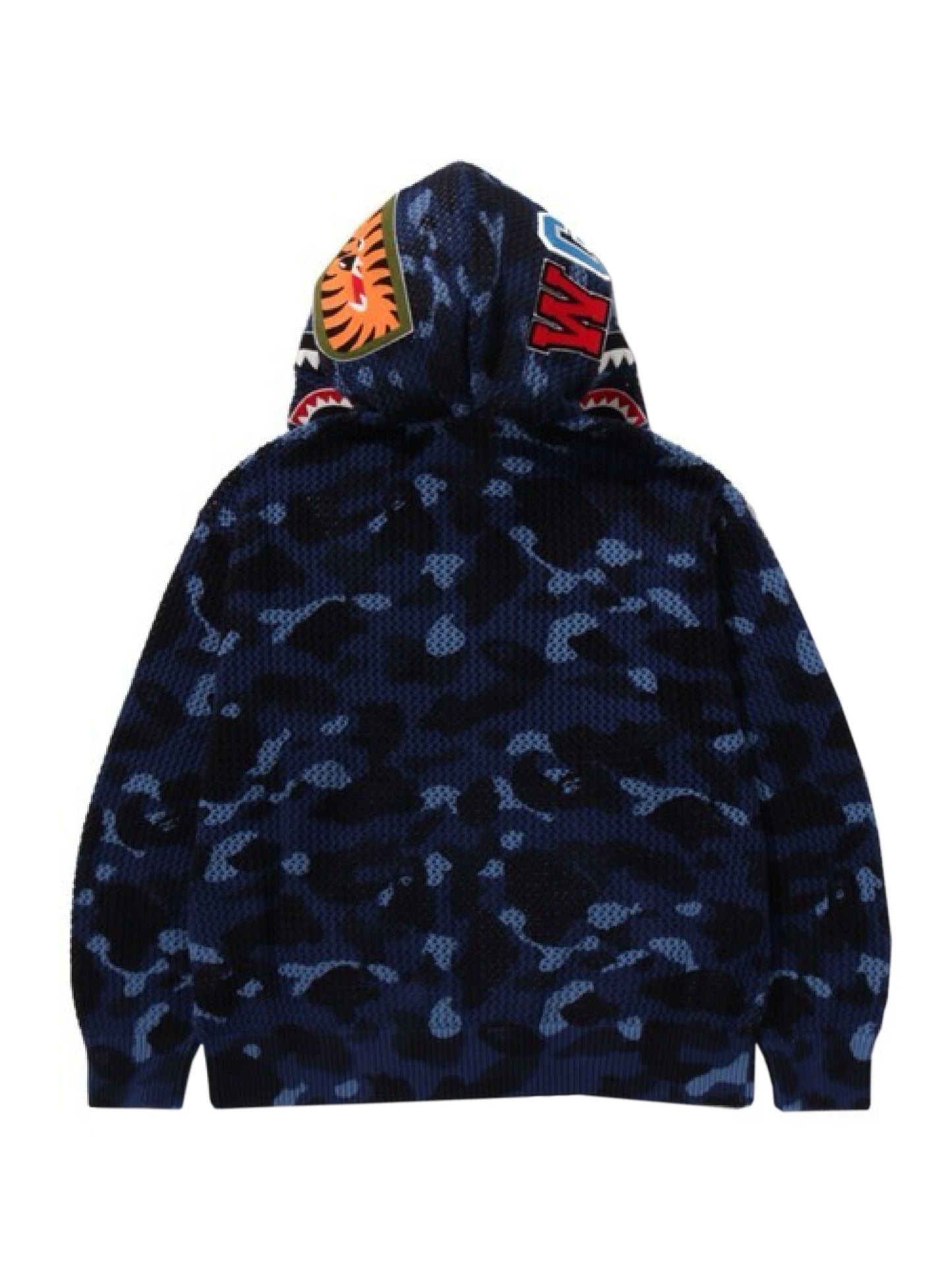 Bape Color Camo Crochet Relaxed Fit Shark Full Zip Hoodie Navy