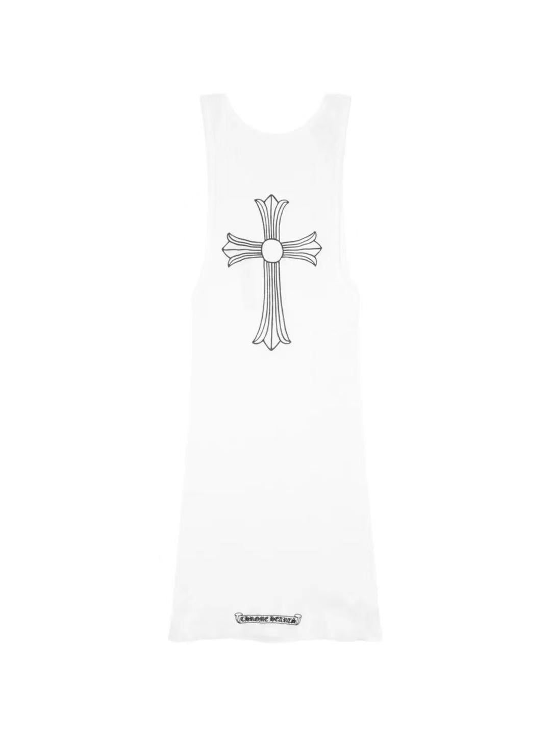 Chrome Hearts T Shape Logo Front Cross Logo Back Tank Top White