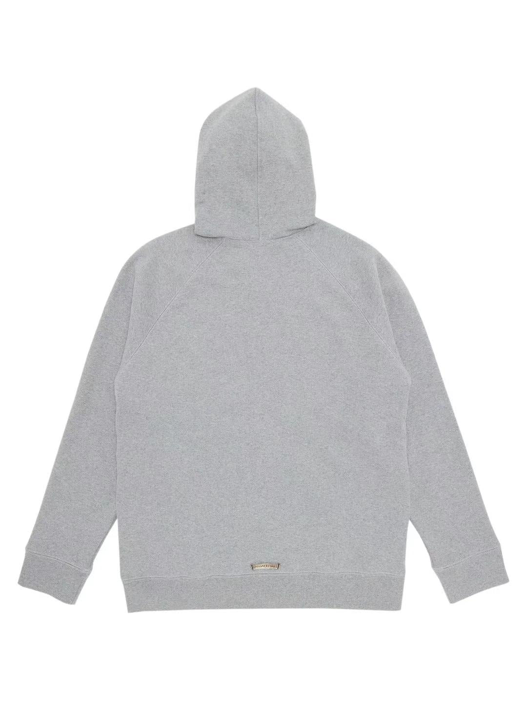 Chrome Hearts Black Leather Cross Zip Hoodie Grey