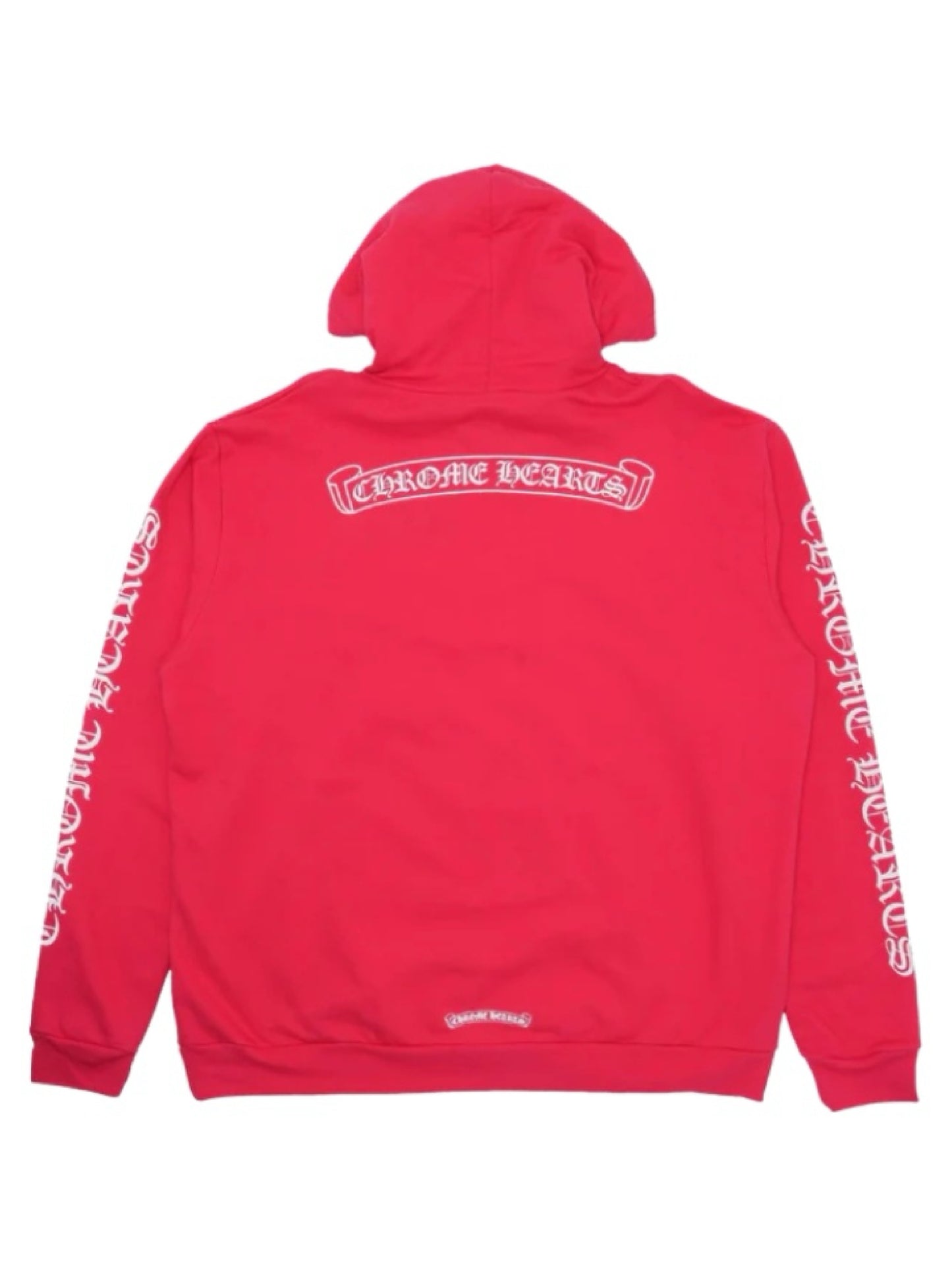 Chrome Hearts Scroll Logo Front & Back Letters on Sleeve Hoodie Red