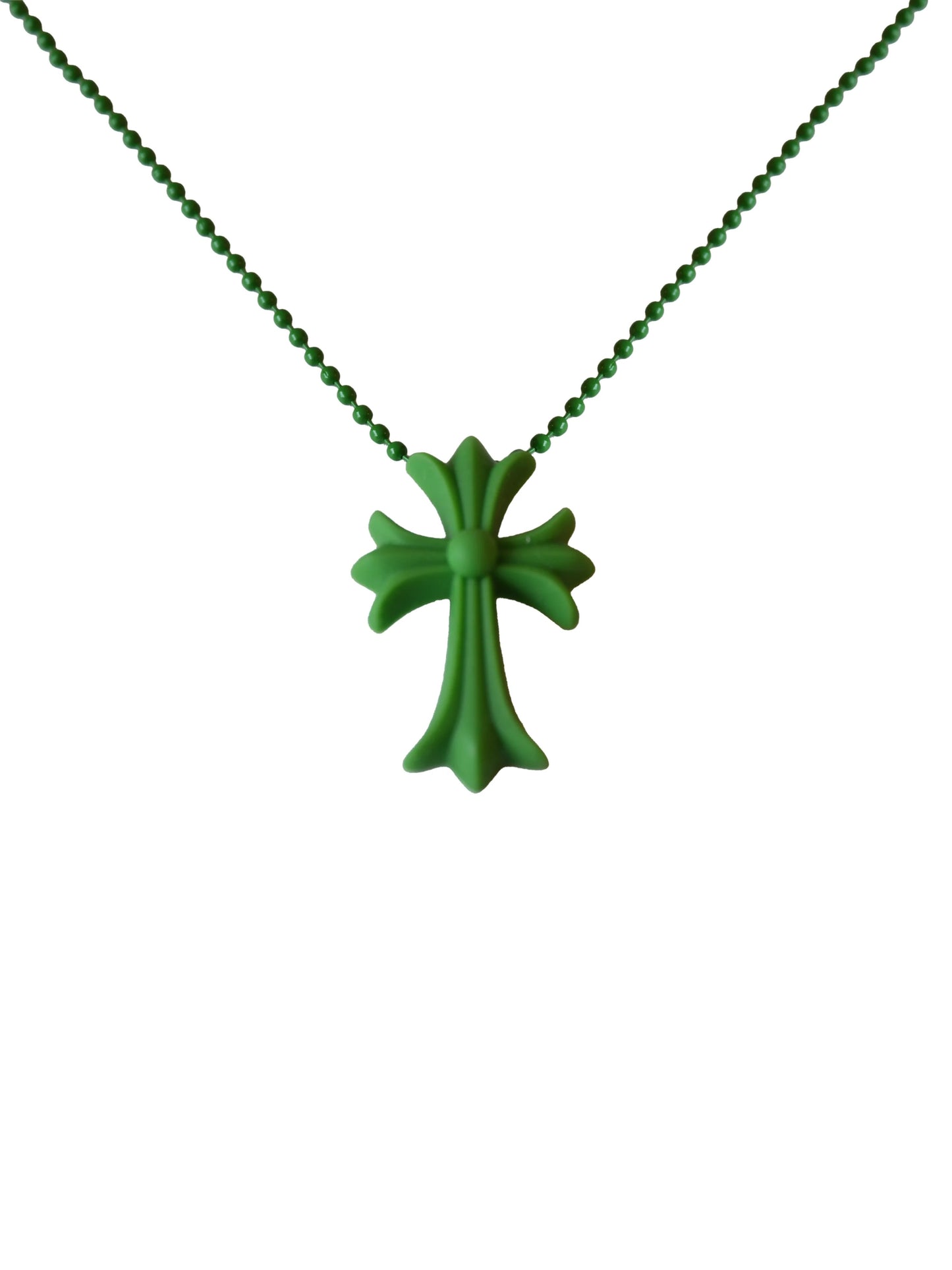 Chrome Hearts Silicone Rubber CH Cross Necklace Green