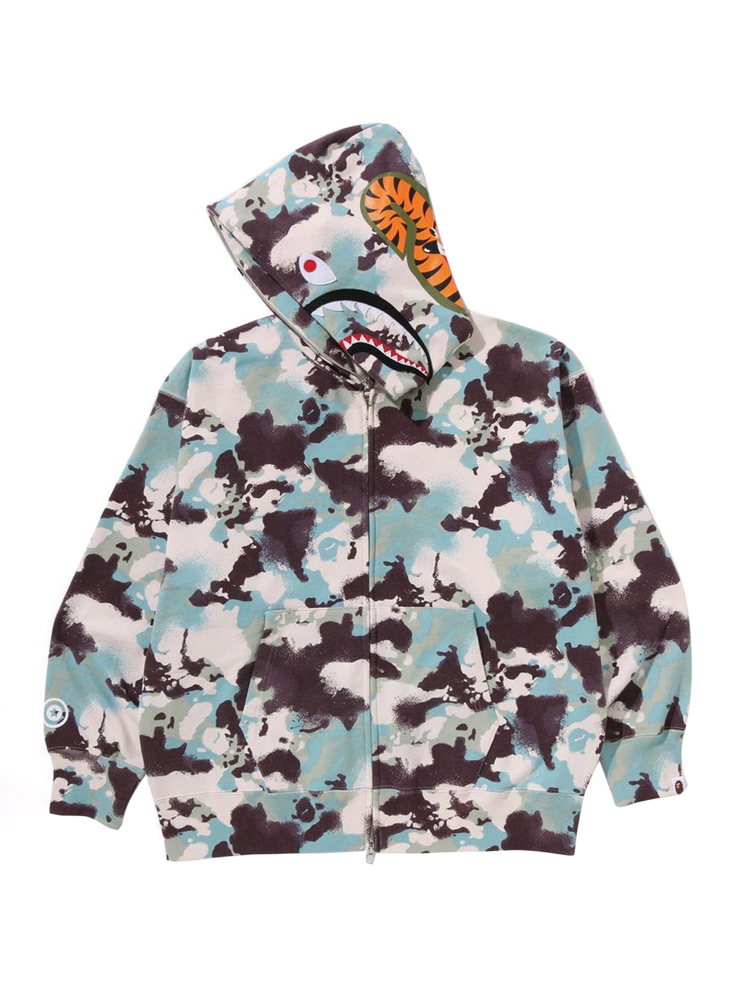 Bape Shark Full Zip Hoodie Map Camo Relaxed Fit Blue
