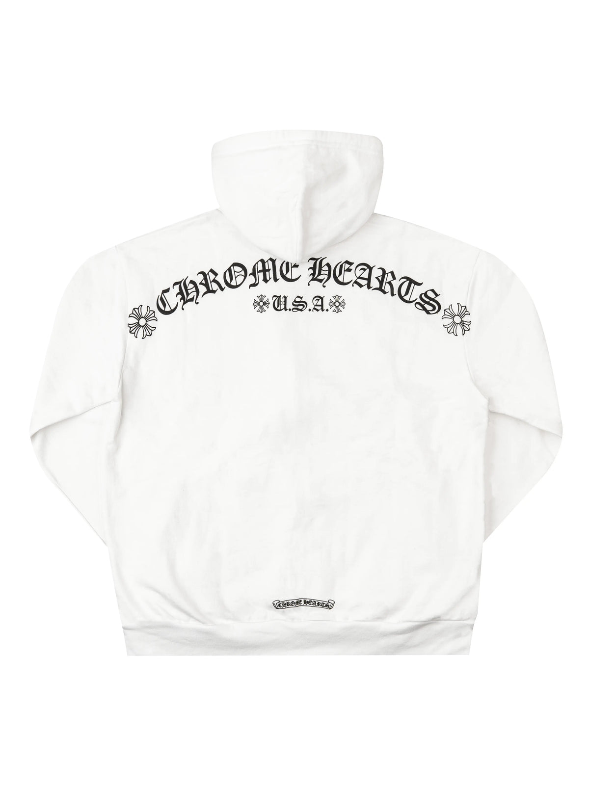 Chrome Hearts T Shape Logo Front USA Shoulder Logo Back Zip Hoodie White
