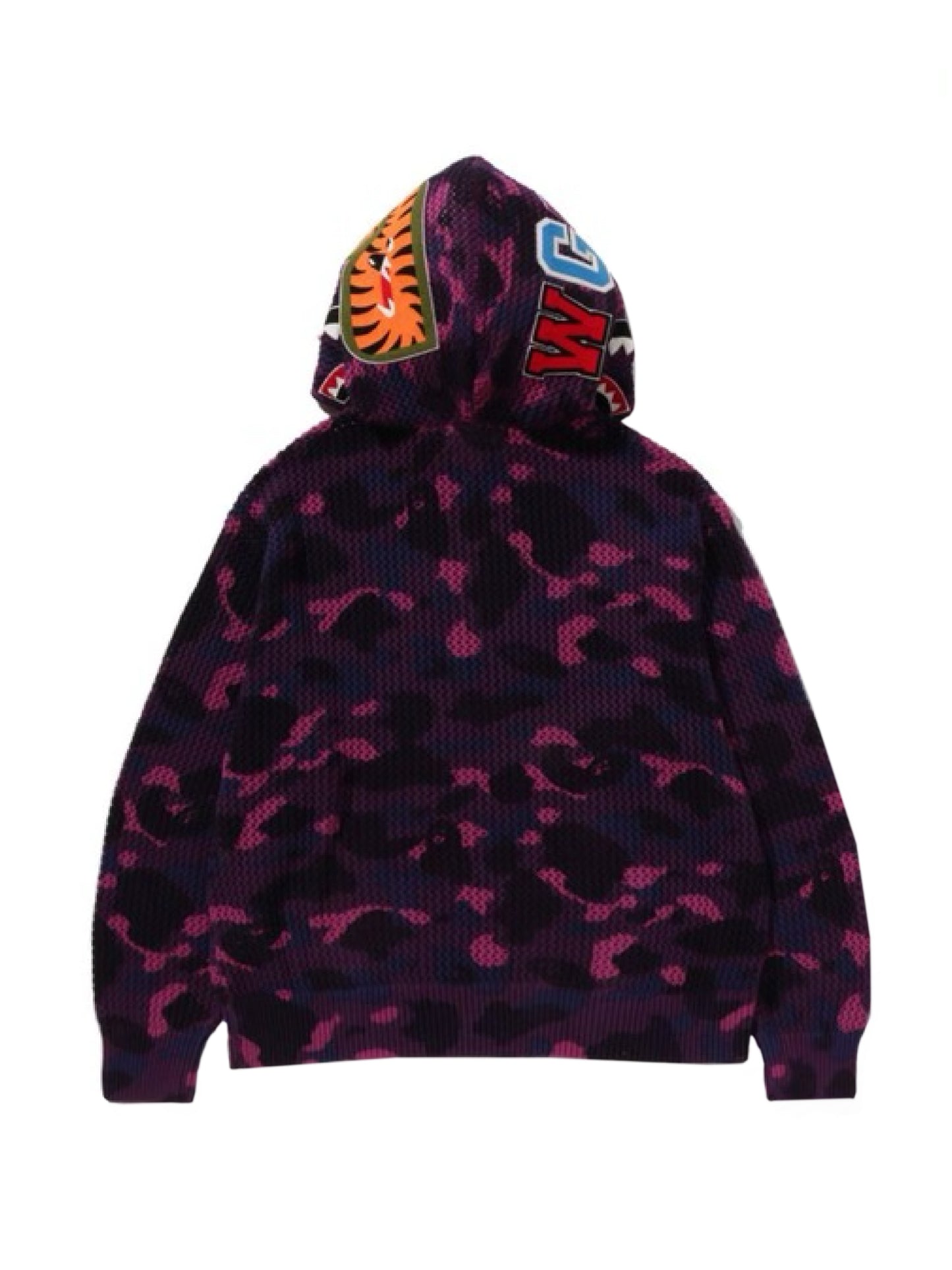 Bape Color Camo Crochet Relaxed Fit Shark Full Zip Hoodie Purple