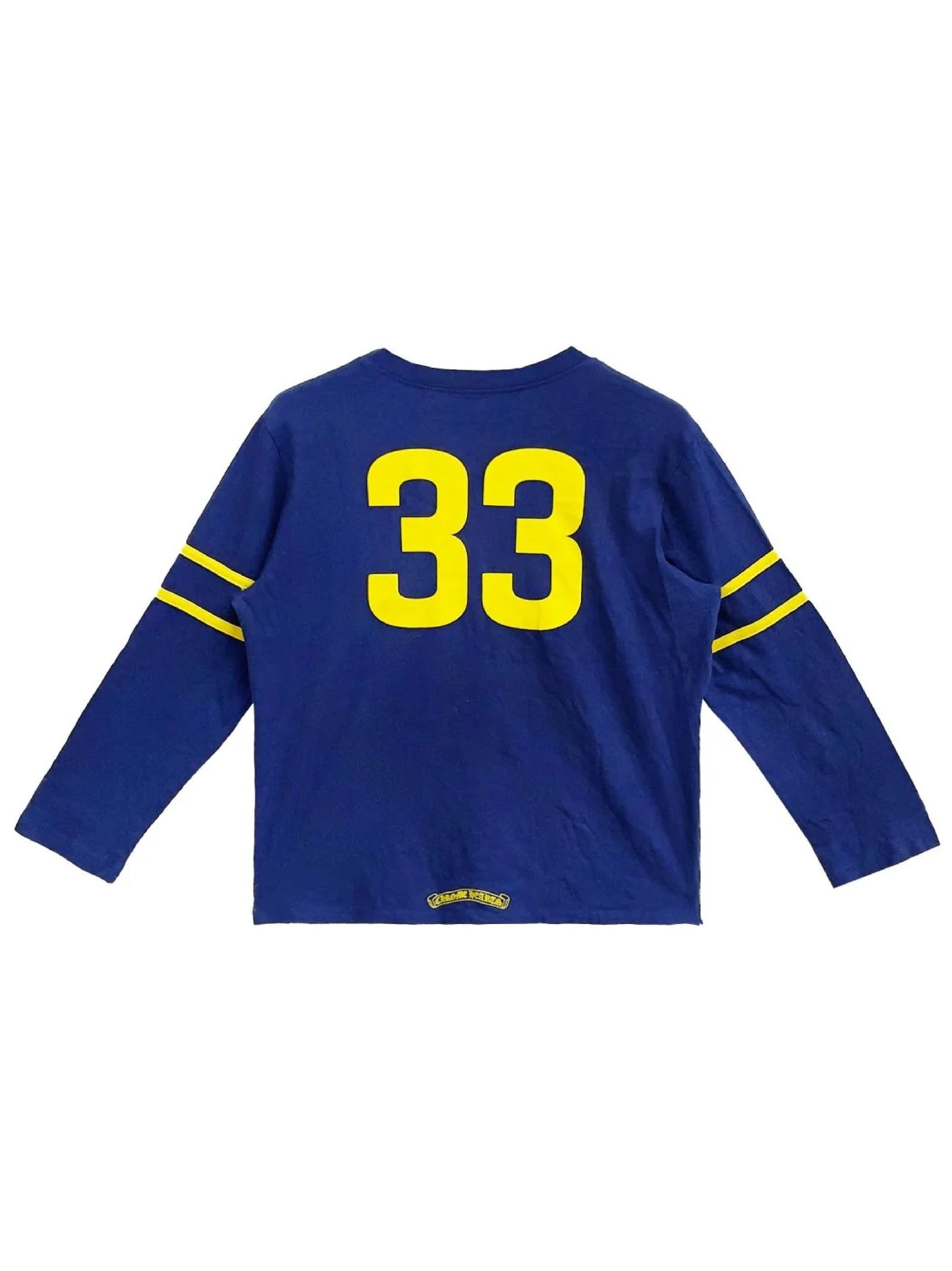 Chrome Hearts Yellow Stripe Sleeve Horseshoe Logo Front 33 Back LS Tee Blue