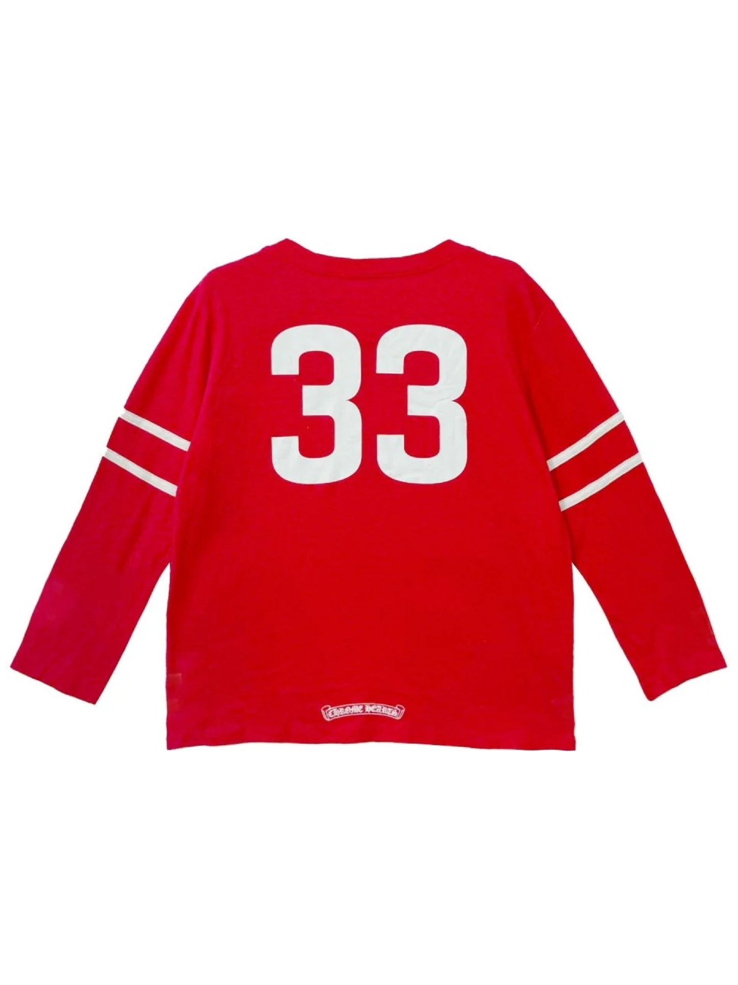 Chrome Hearts White Stripe Sleeve Horseshoe Logo Front 33 Back LS Tee Red