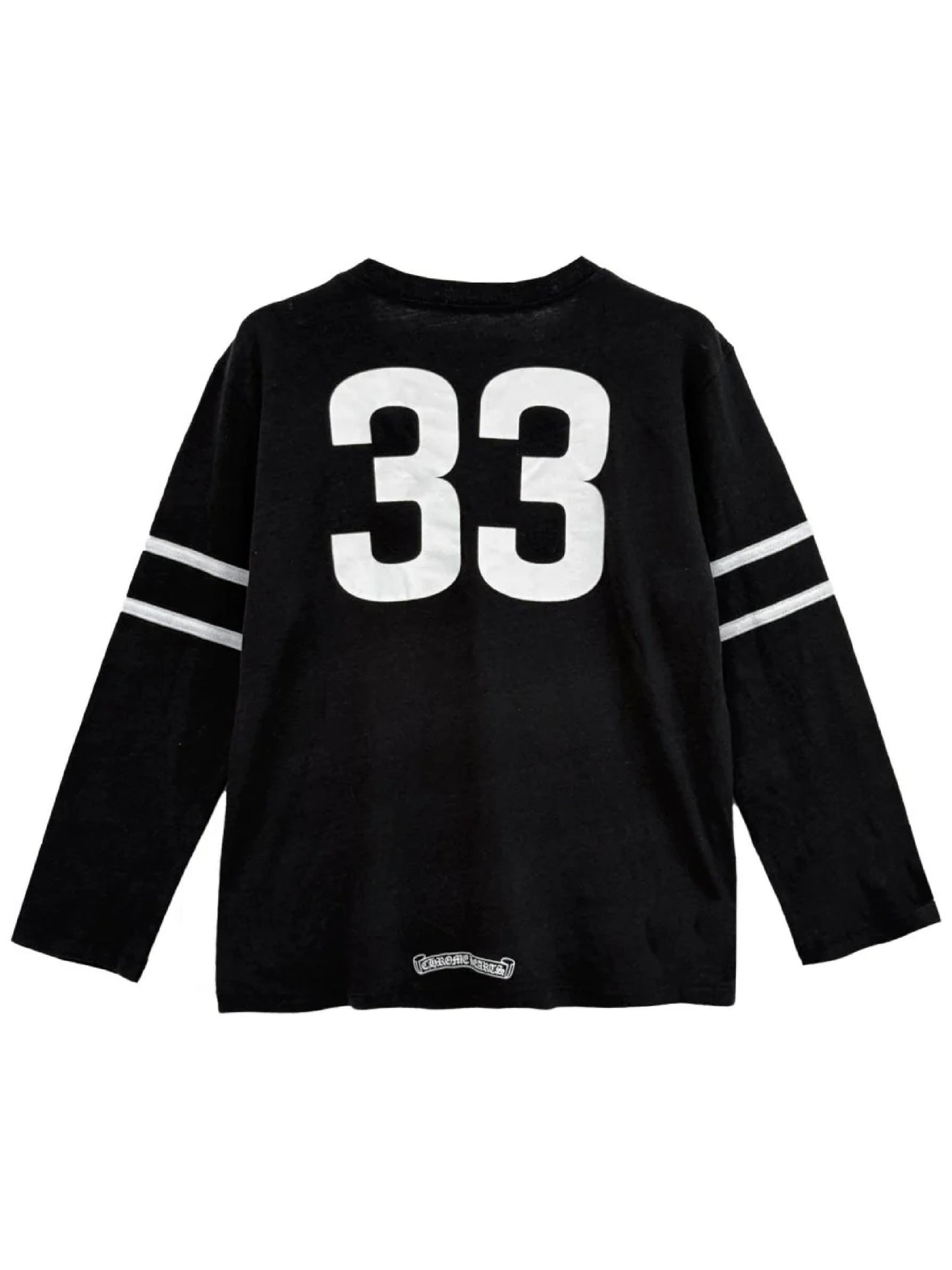 Chrome Hearts White Stripe Sleeve Horseshoe Logo Front 33 Back LS Tee Black