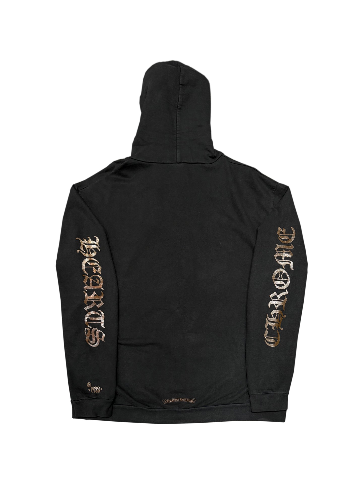 Chrome Hearts Brown Glitter Vertical Logo Zip Hoodie Black XL C119030639-Used