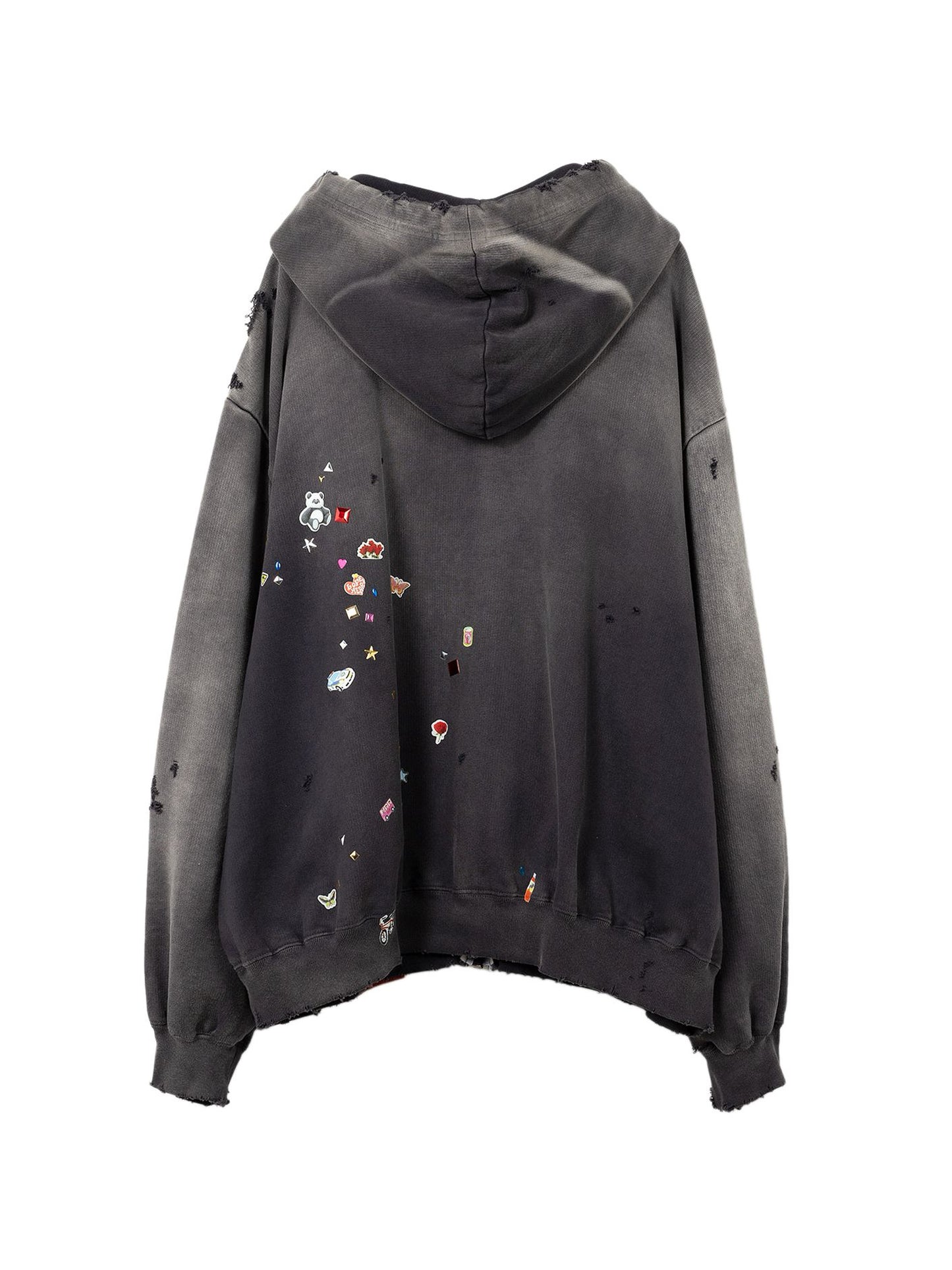 Maison MIHARA YASUHIRO Sun Faded Like Sticker Print Zip Hoodie Grey