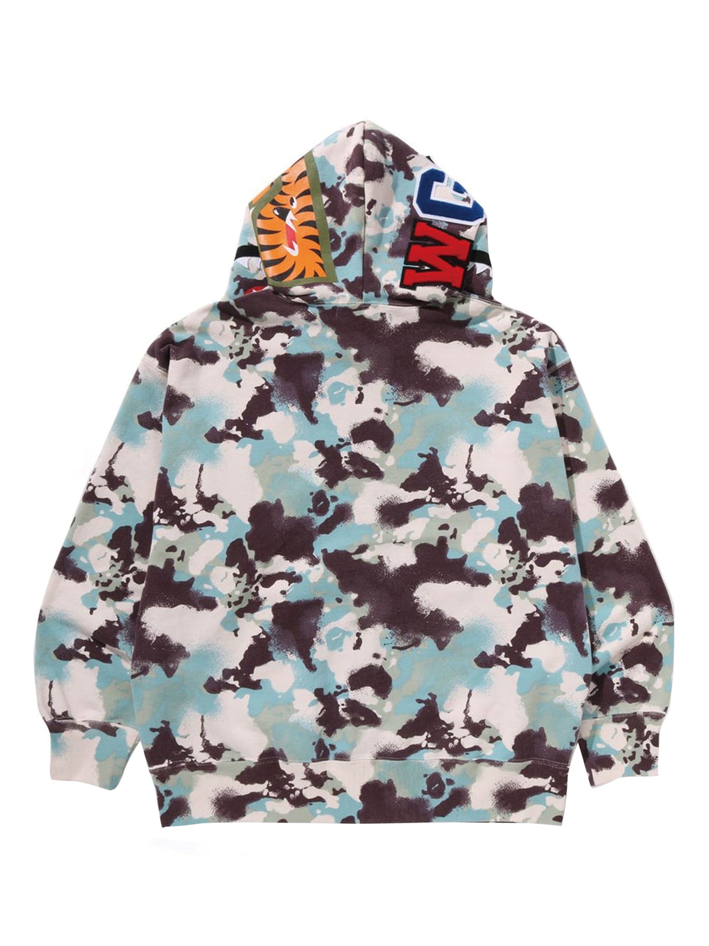 Bape Shark Full Zip Hoodie Map Camo Relaxed Fit Blue