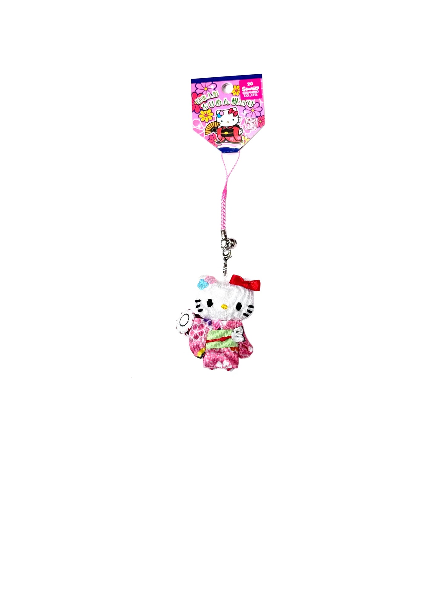 Hello Kitty Edo Kimekomi Doll Keychain Pink with Drum