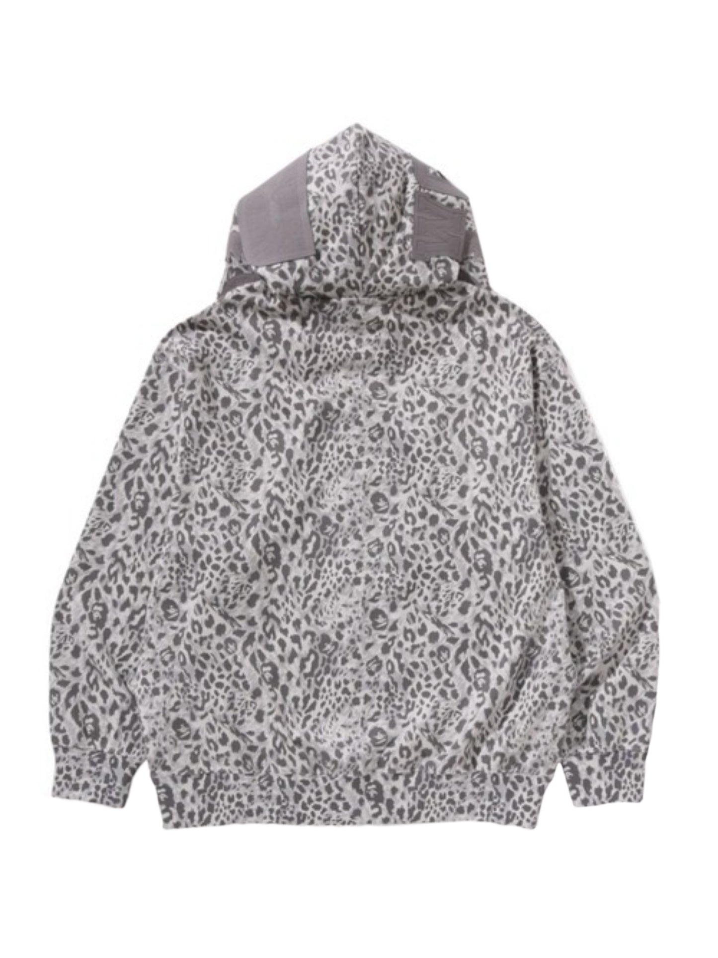Bape Wild Leopard Pattern Shark Relaxed Fit Full Zip Hoodie Silver