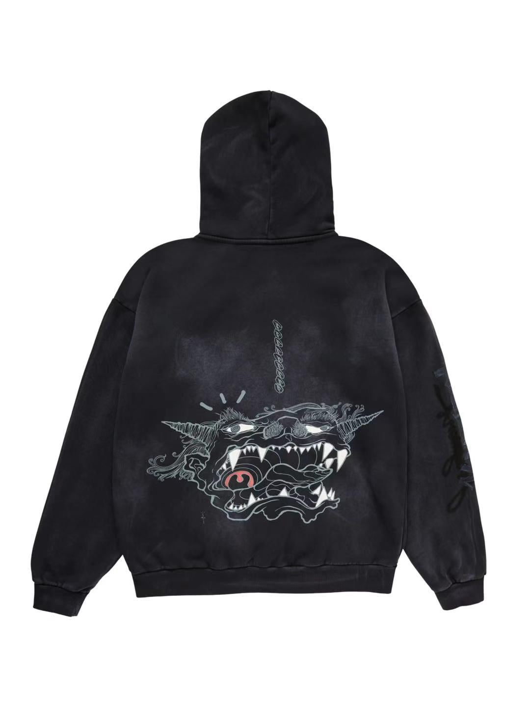 Travis Scott CJ x Takashi Murakami Reborn Zip Hoodie Black