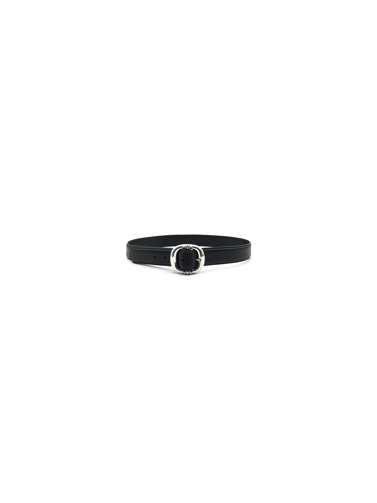 Chrome Hearts Black Gunslinger Belt with Silver Buckle