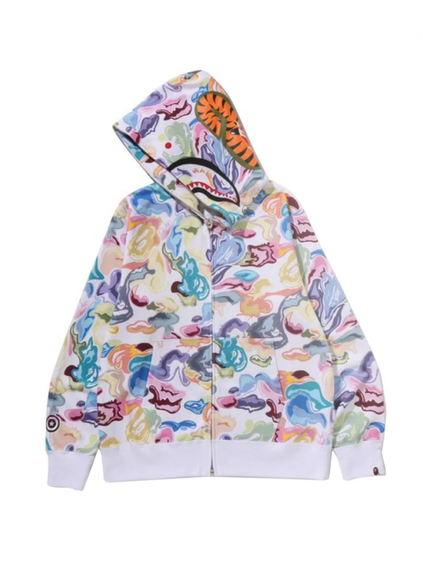Bape Art Camo Shark Full Zip Hoodie White