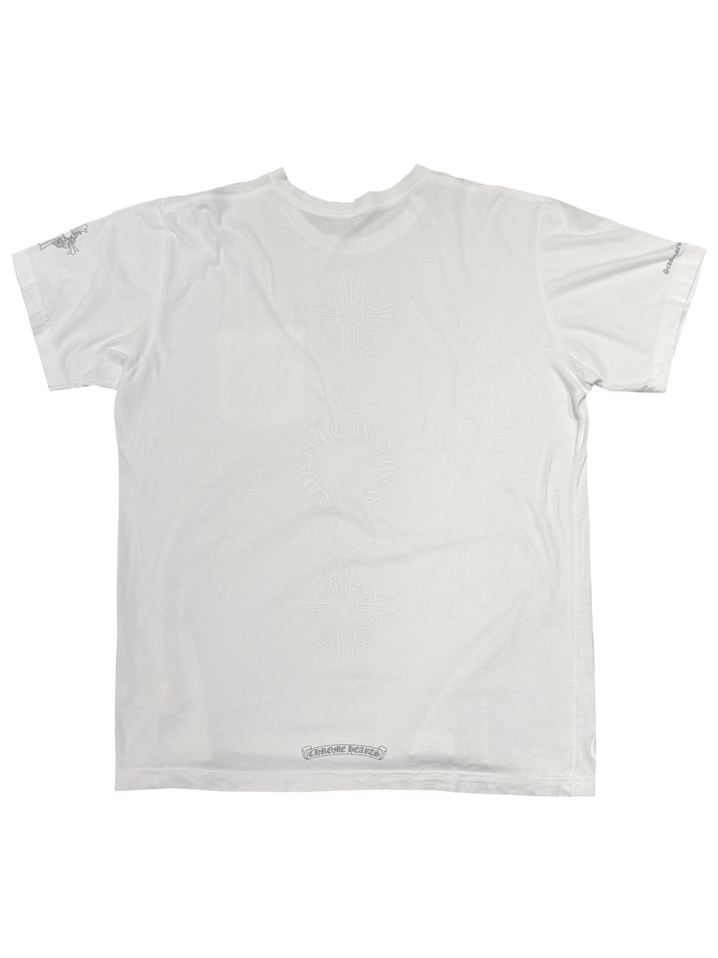 Chrome Hearts Horseshoe Logo Pocket White Triple Logo Back Tee White XL C118697140-Used
