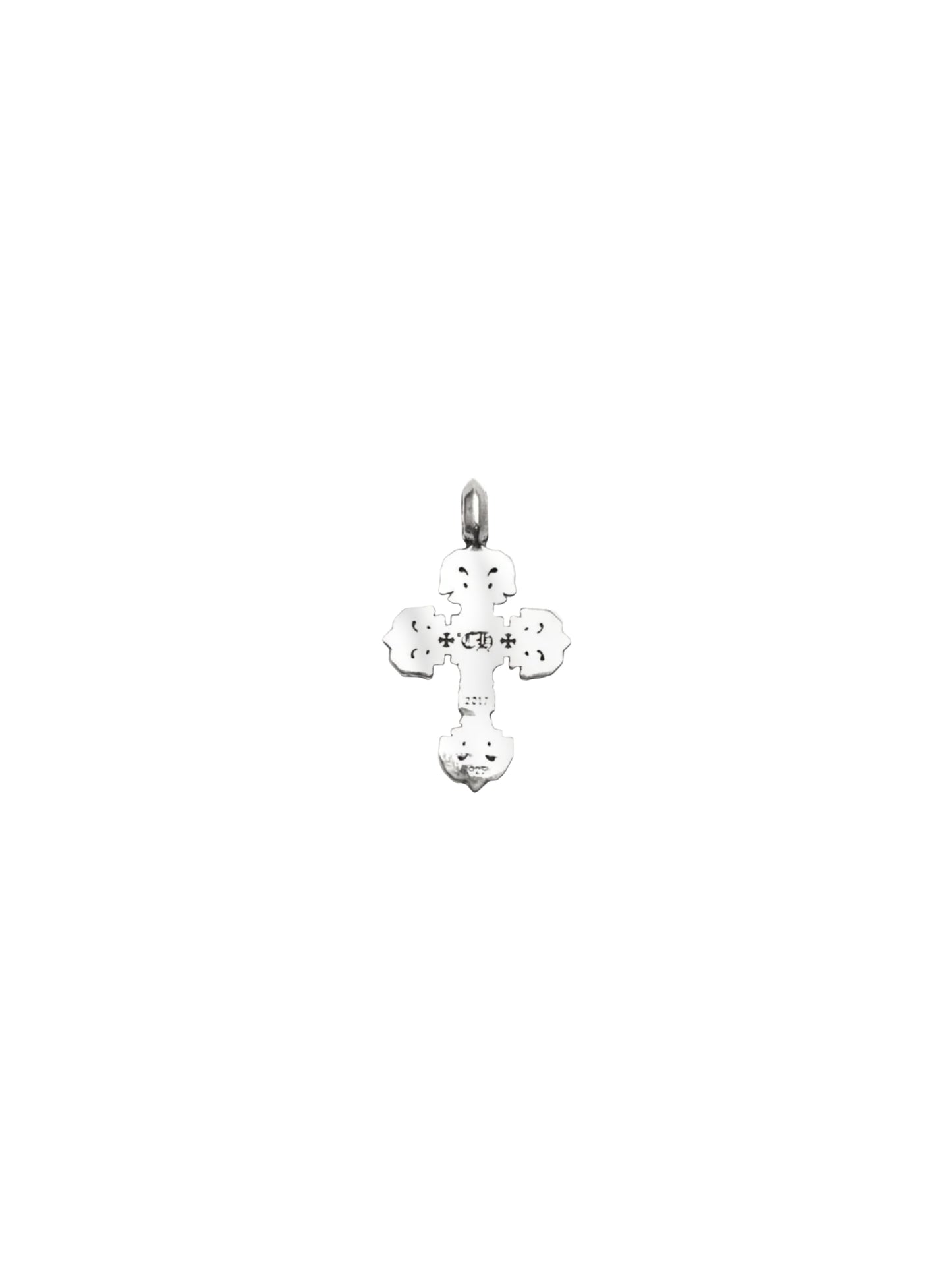 Chrome Hearts Small Filigree Silver with 9 Diamonds Pendant