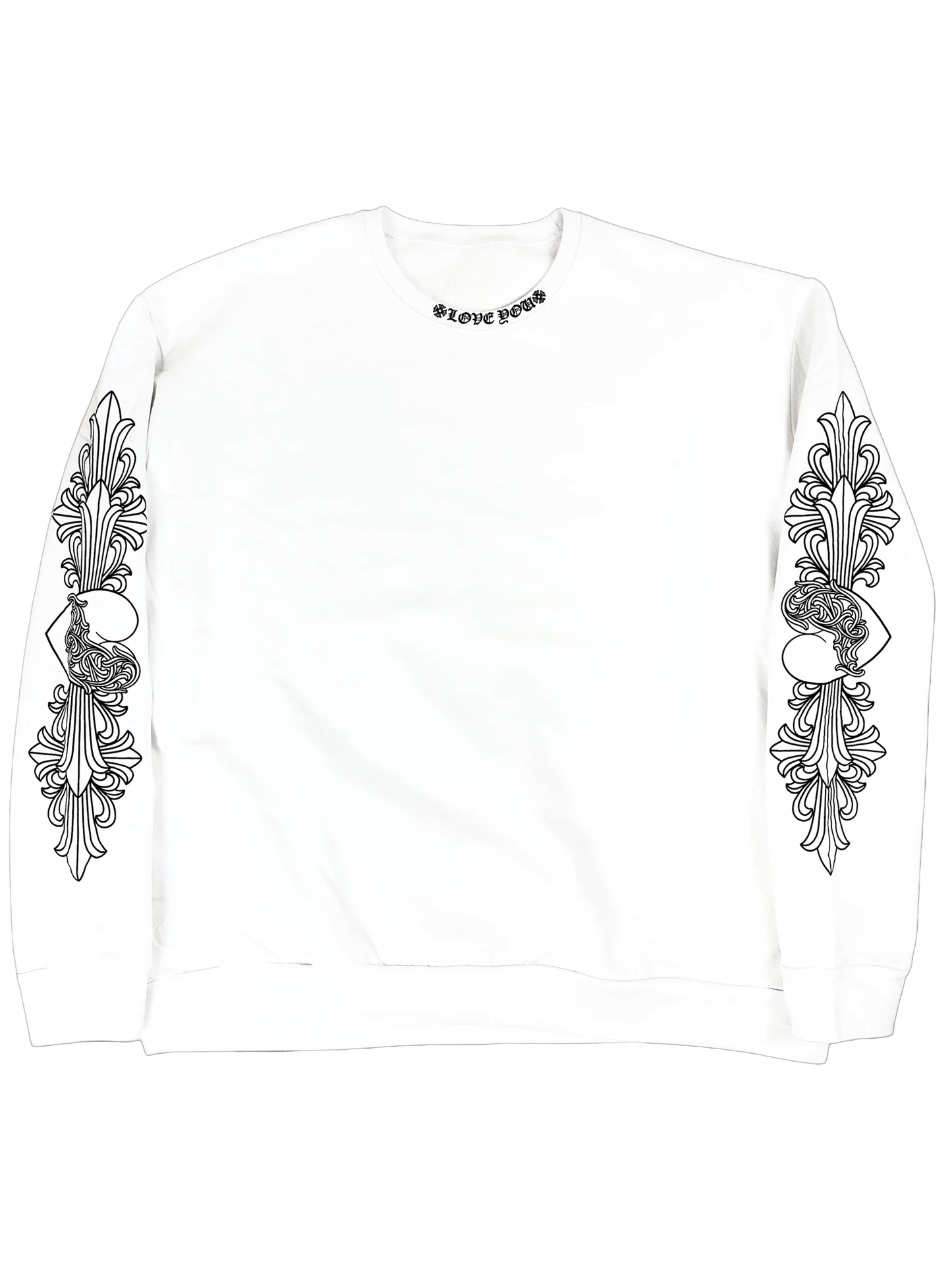 Chrome Hearts Love You Floral Heart Sleeve Crewneck White