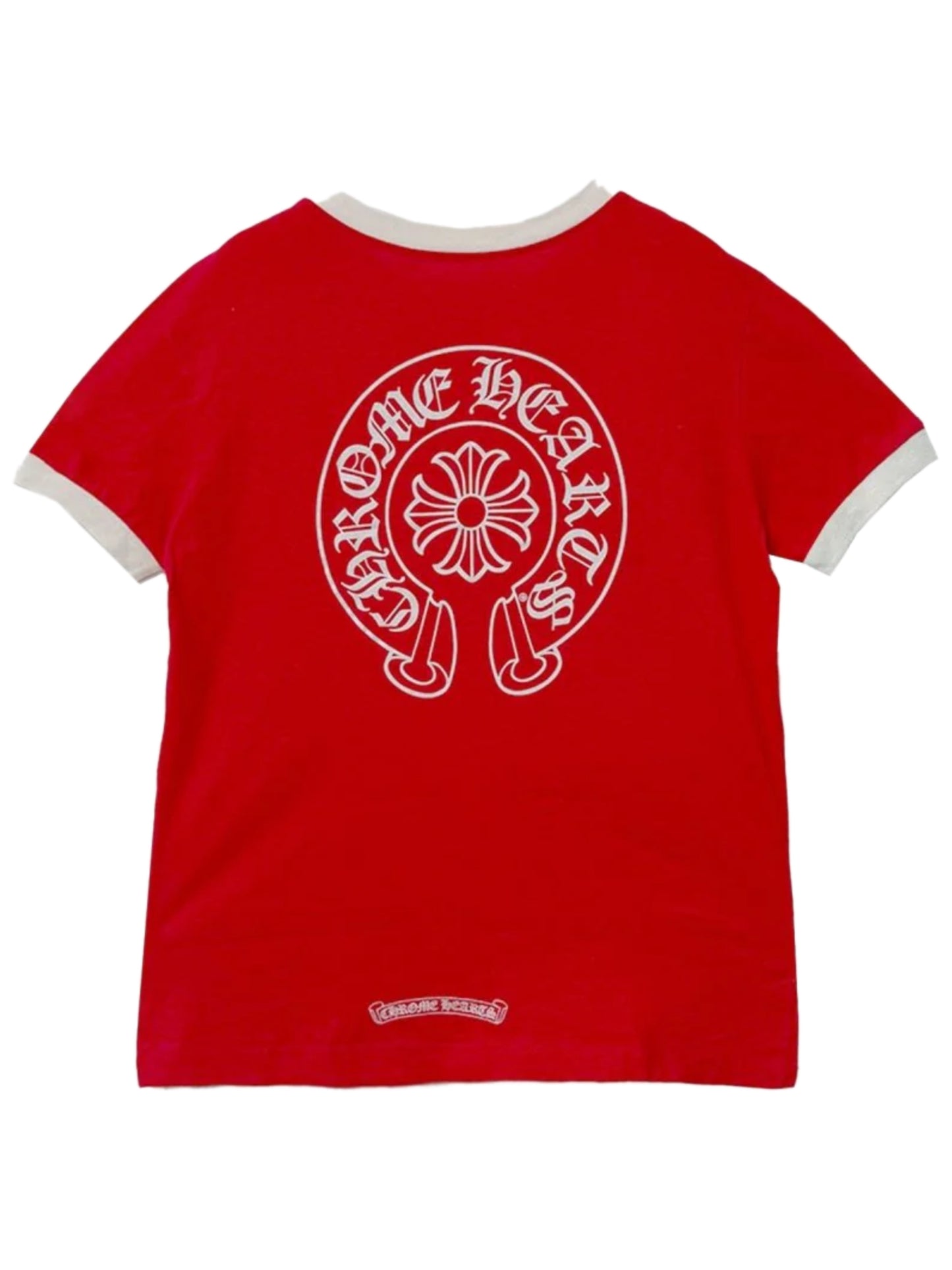 Chrome Hearts Roller Skate White Scroll Logo Front Horseshoe Logo Back Tee Red