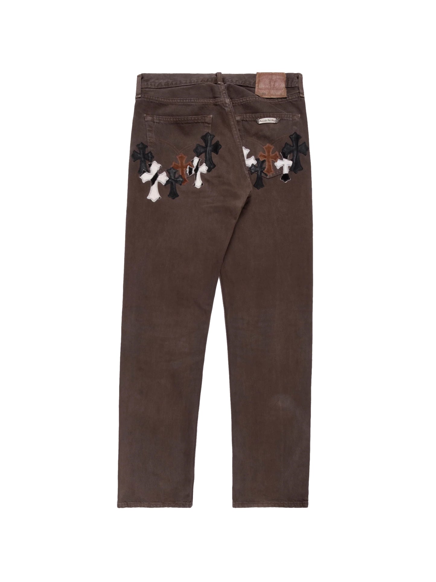 Chrome Hearts Levis Chocolate Brown Denim with Multi Cross Patch Jeans Brown