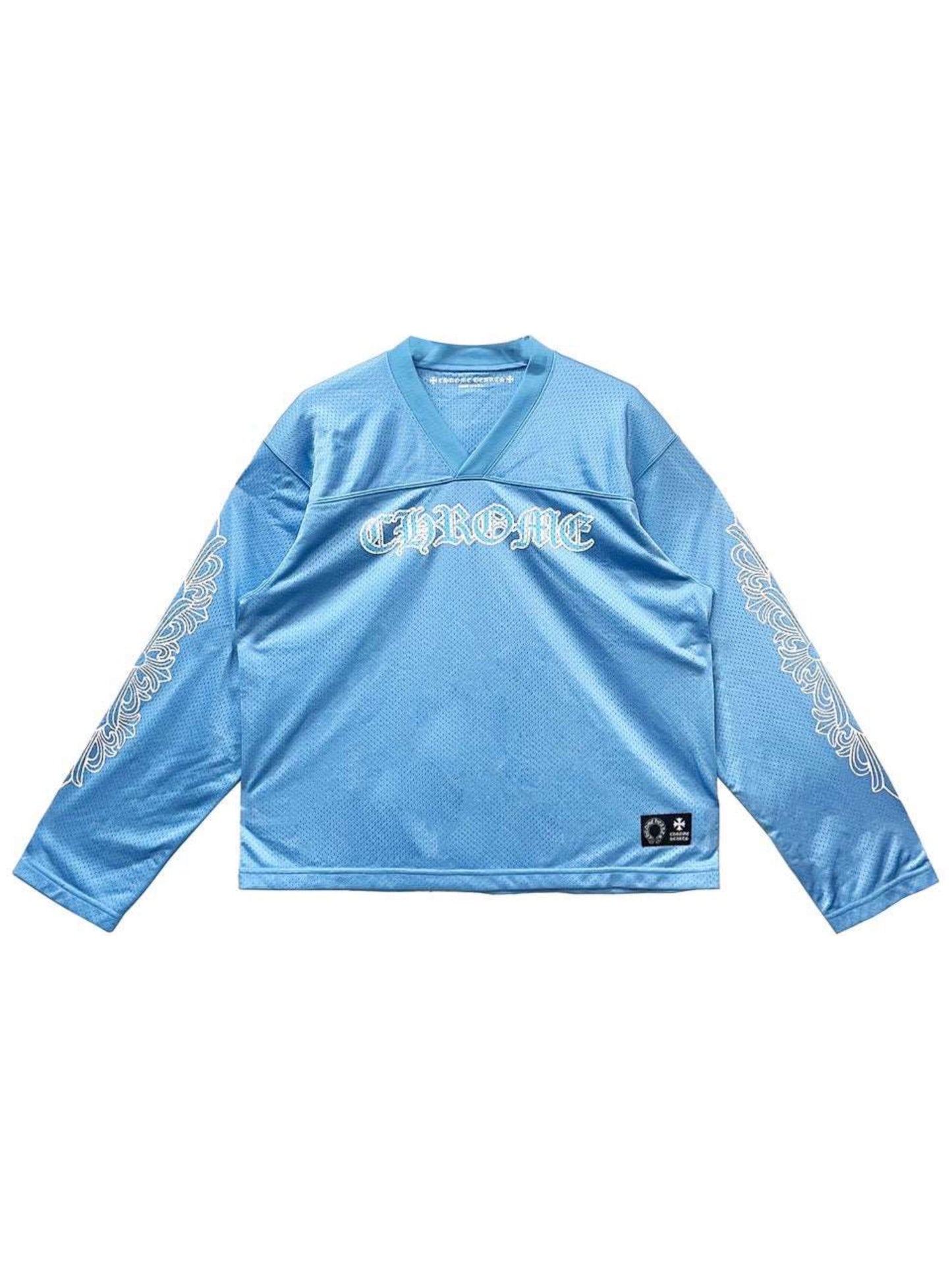 Chrome Hearts Ice Hockey Warm Up Mesh Long Sleeve Tee Ice Blue