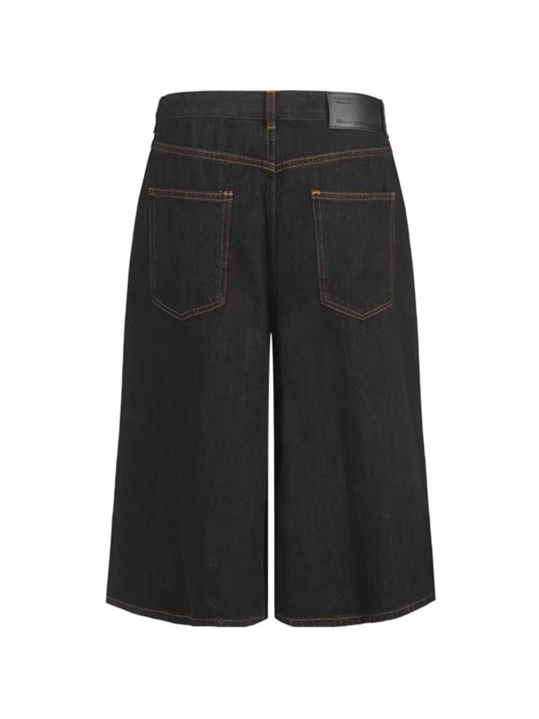 Pls DONT BLINK Retro Distressed Denim Shorts Raw Black