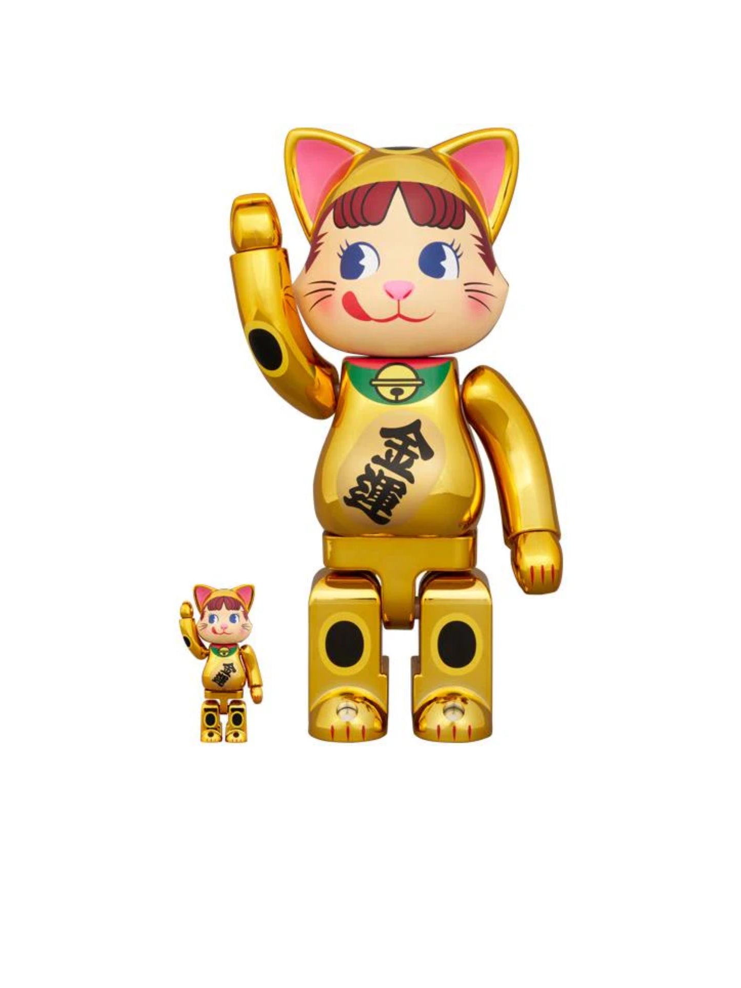 Bearbrick Nyabrick Maneki Neko Peko Lucky Cat Gold 400% 100%