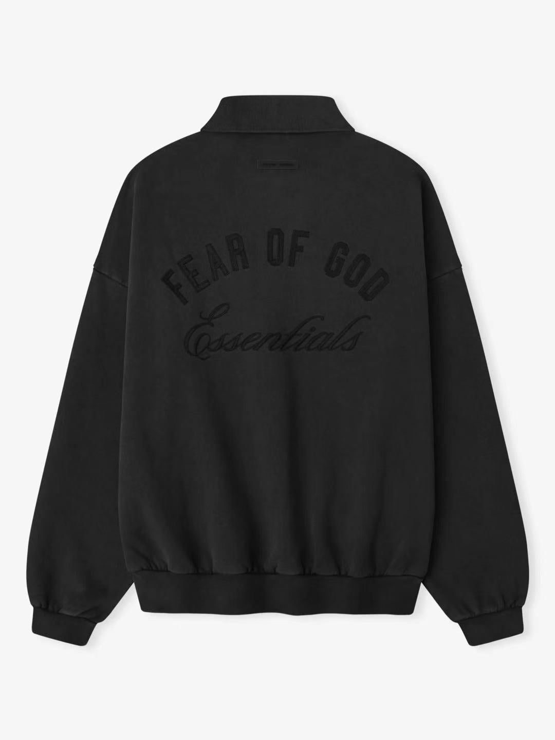Essentials 25 Holiday Embroidered Classic Polo Sweatshirt Vintage Black