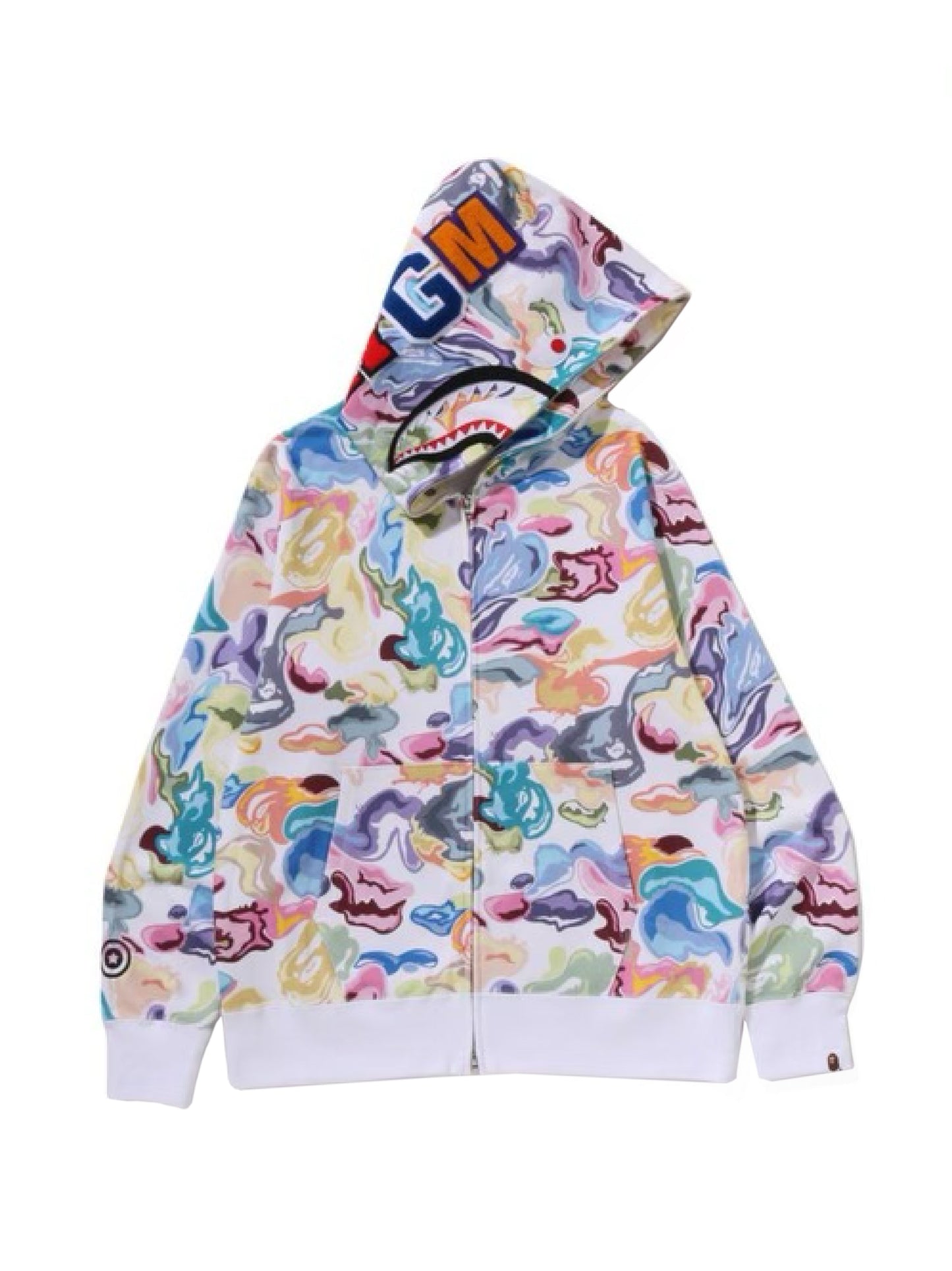 Bape Art Camo Shark Full Zip Hoodie White