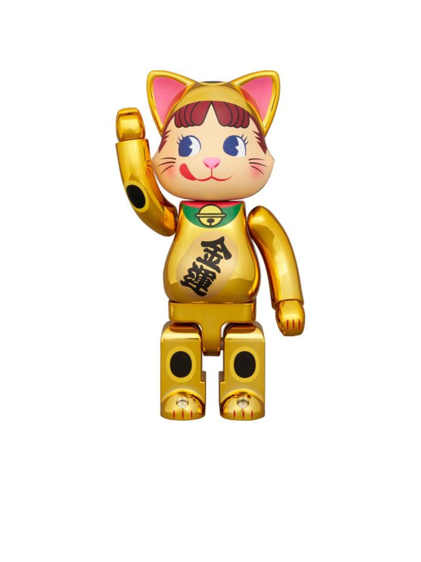 Bearbrick Nyabrick Maneki Neko Peko Lucky Cat Gold 400% 100%