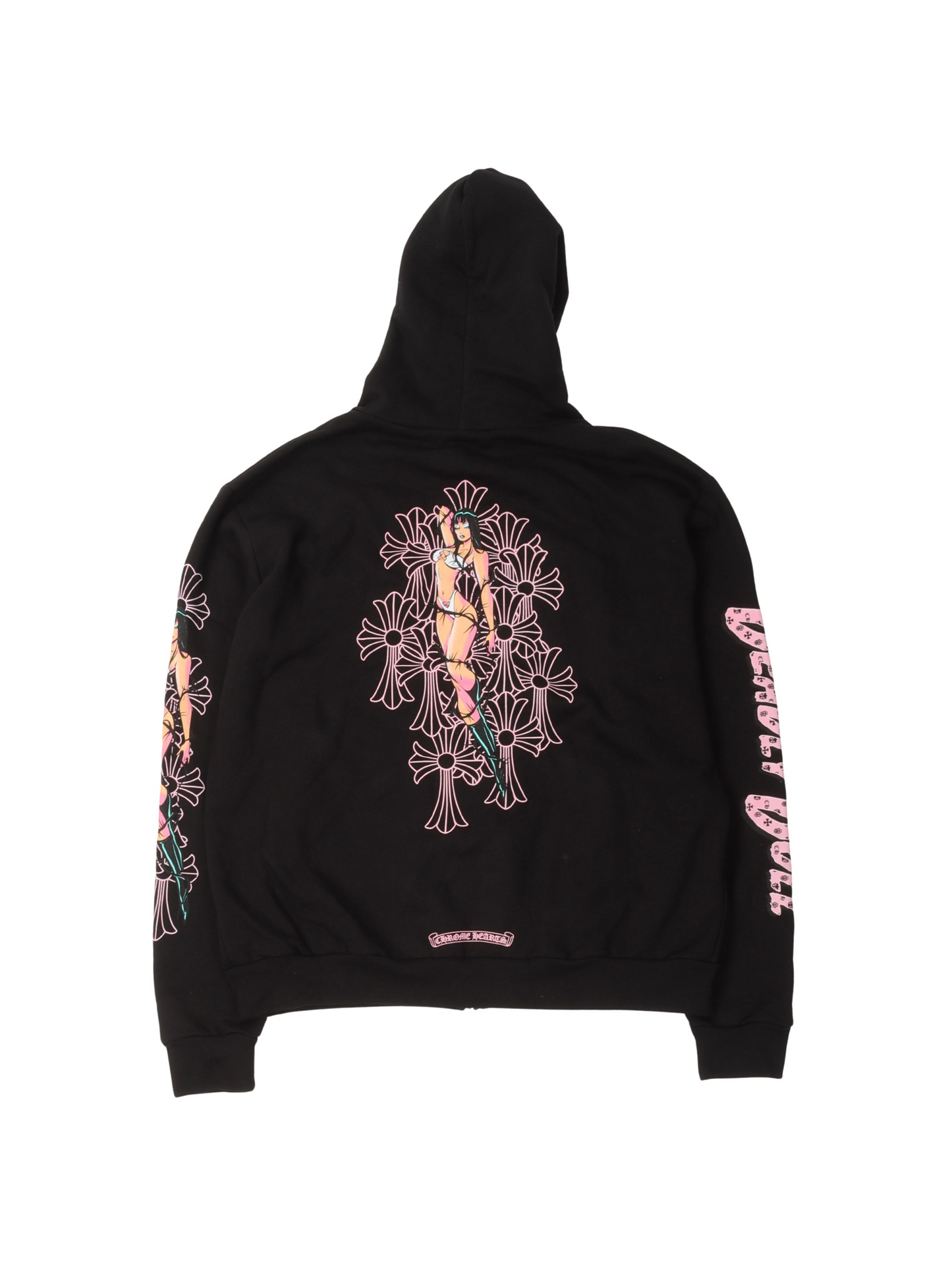 Chrome Hearts Deadly Doll Pink Zip Hoodie Black