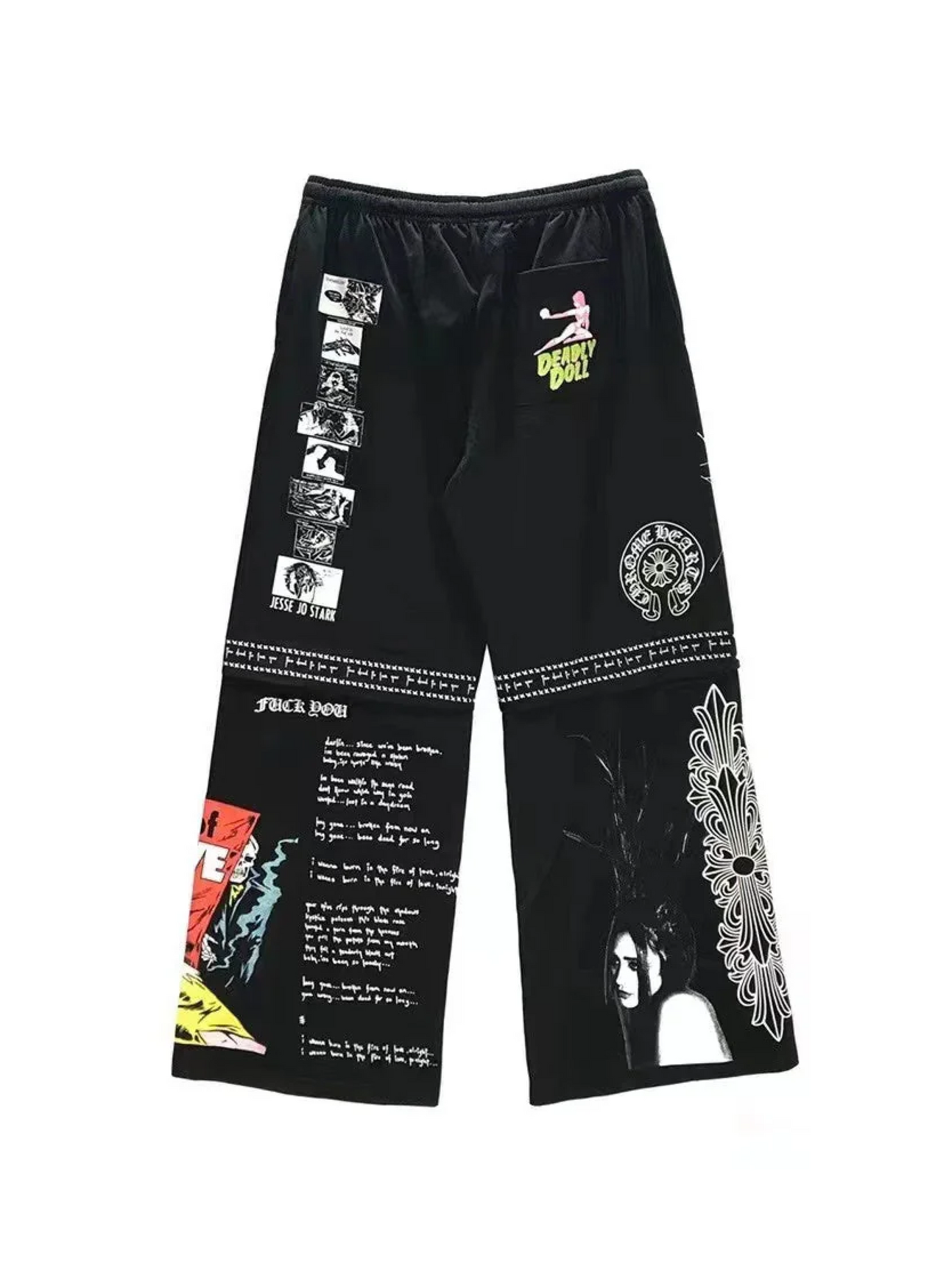 Chrome Hearts Deadly Doll Comic Loose Pants Black