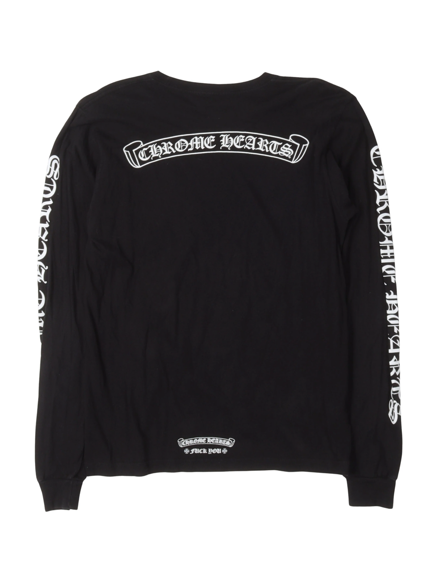 Chrome Hearts Scroll Logo Pocket FxxkYou Scroll Logo Back Long Sleeve Tee Black