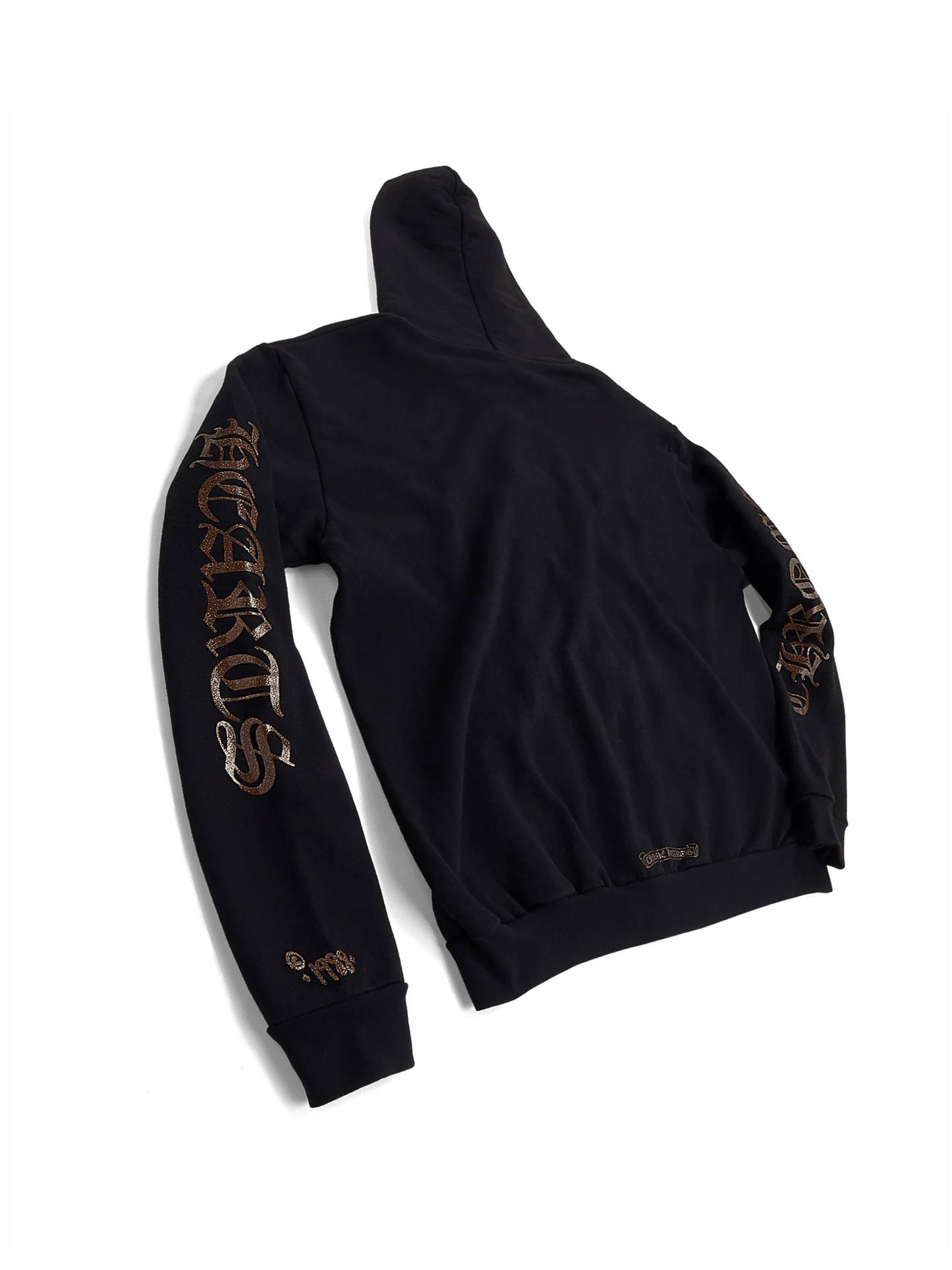 Chrome Hearts Brown Glitter Vertical Logo Zip Hoodie Black