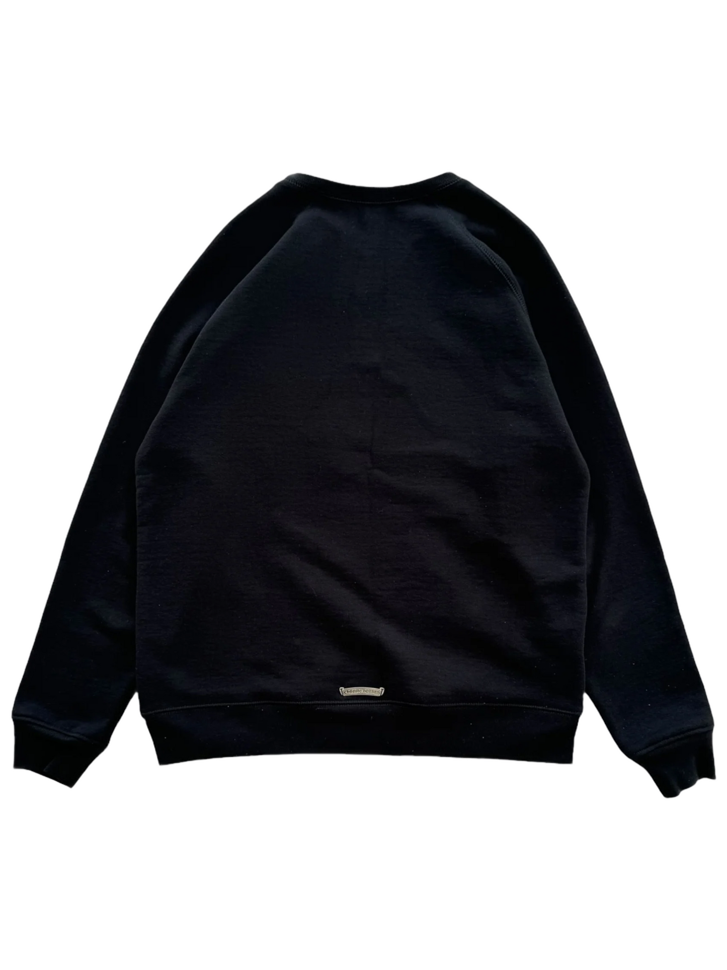 Chrome Hearts Triple Cross Hollywood Embroidery Front with Silver Scroll Back Crewneck Black