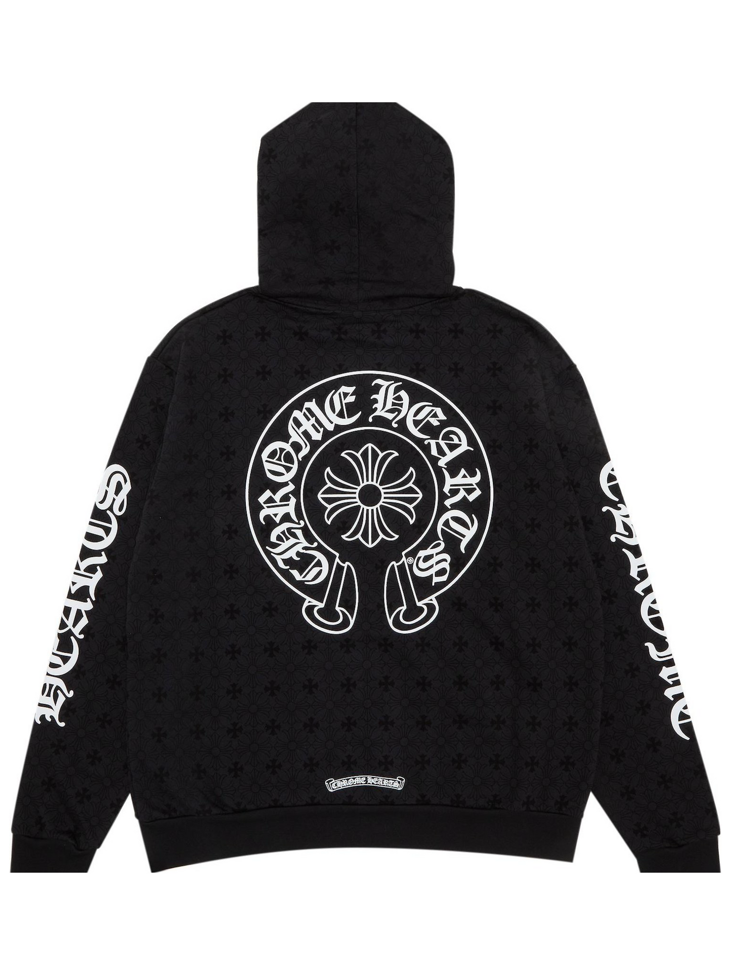 Chrome Hearts Vertical Logo Full Graphic Printed Hoodie Black