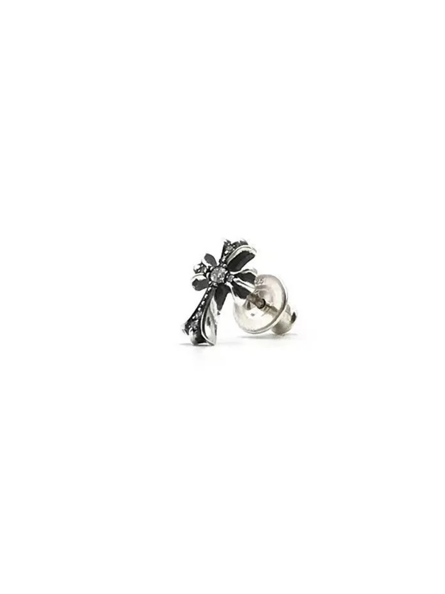 Chrome Hearts Silver Baby Fat Ear Stud with Diamonds