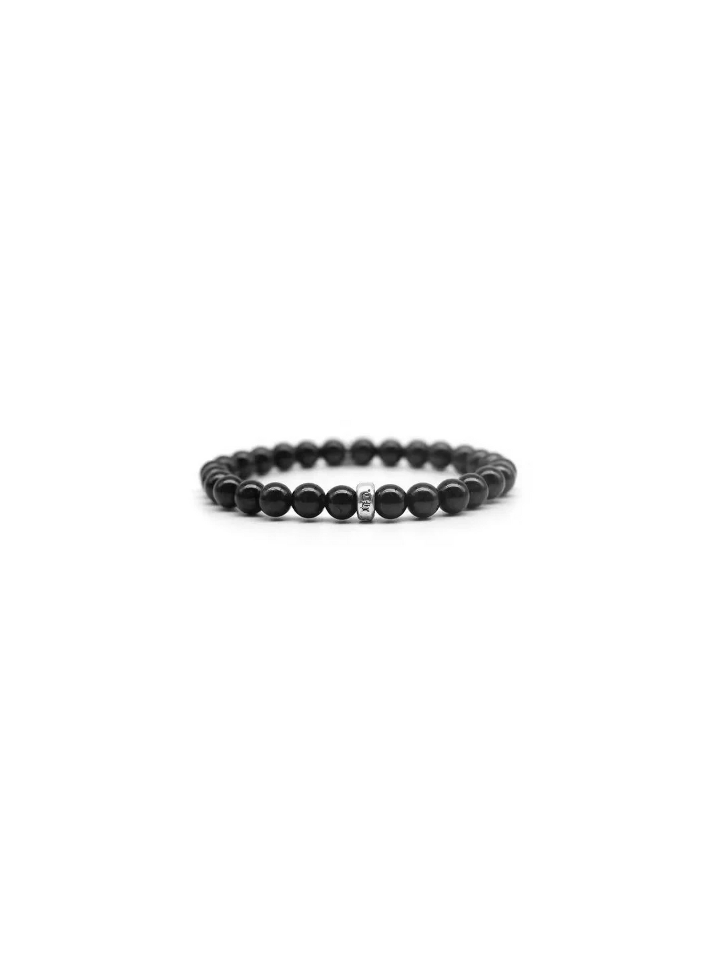 Chrome Hearts 6mm Black Bead Bracelet with Silver Dagger