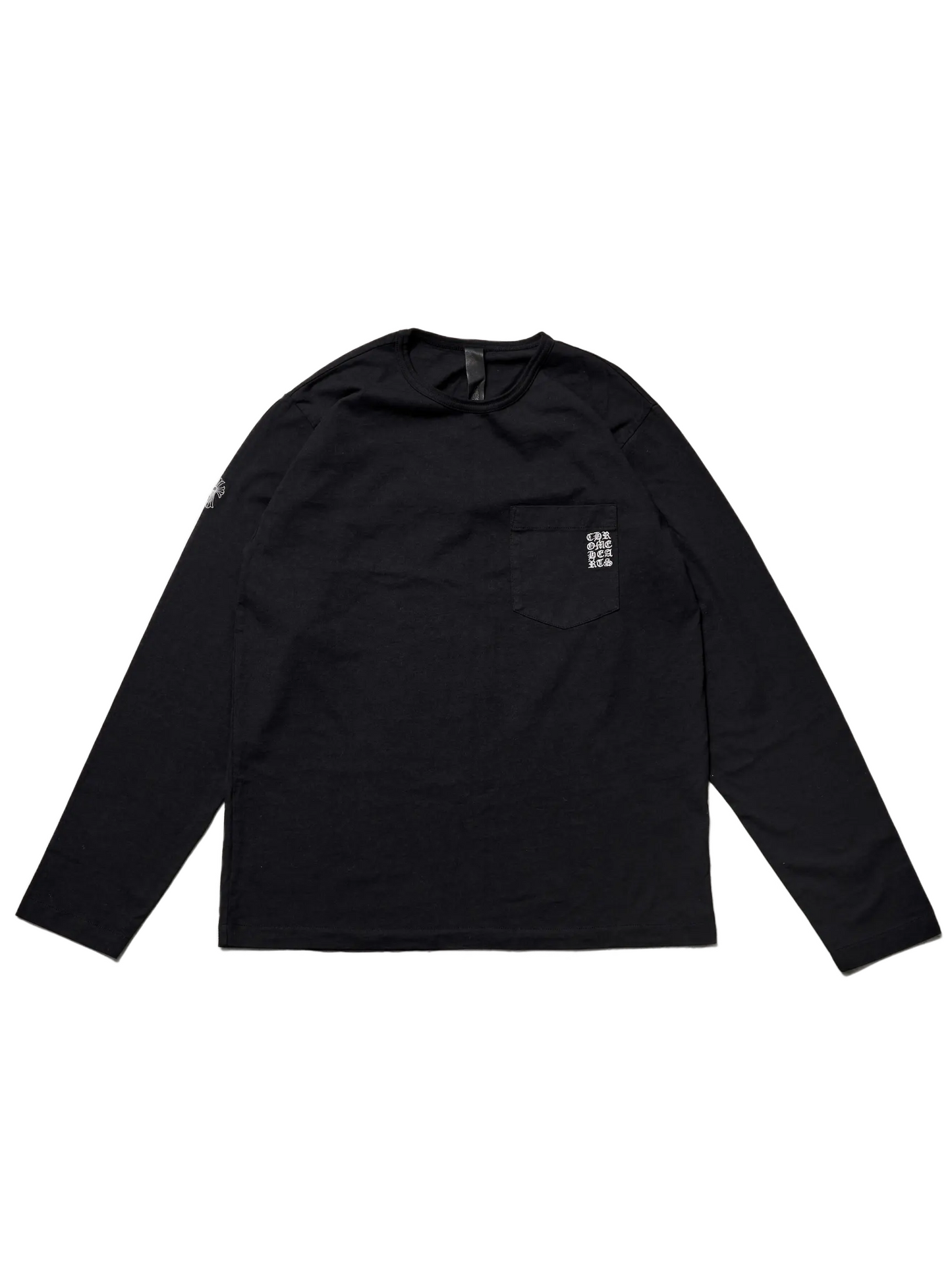 Chrome Hearts Embroidered Script Vertical Logo Pocket LS Tee Black