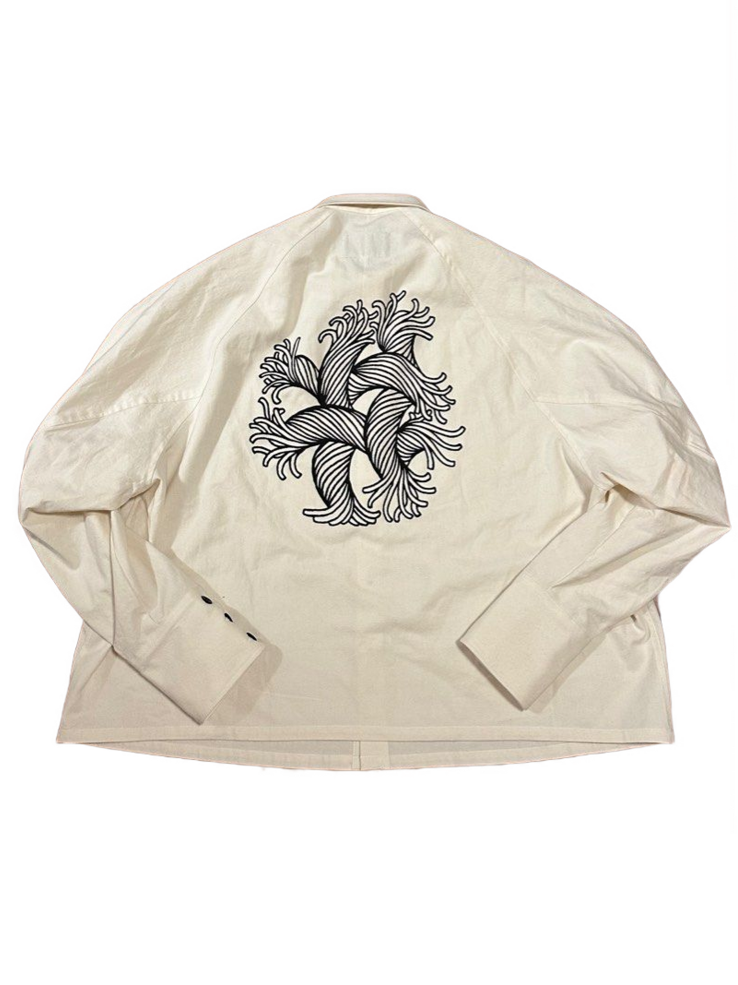 Nemeth 988 Cotton Twill Black Waving Rope Print Shirt Off White