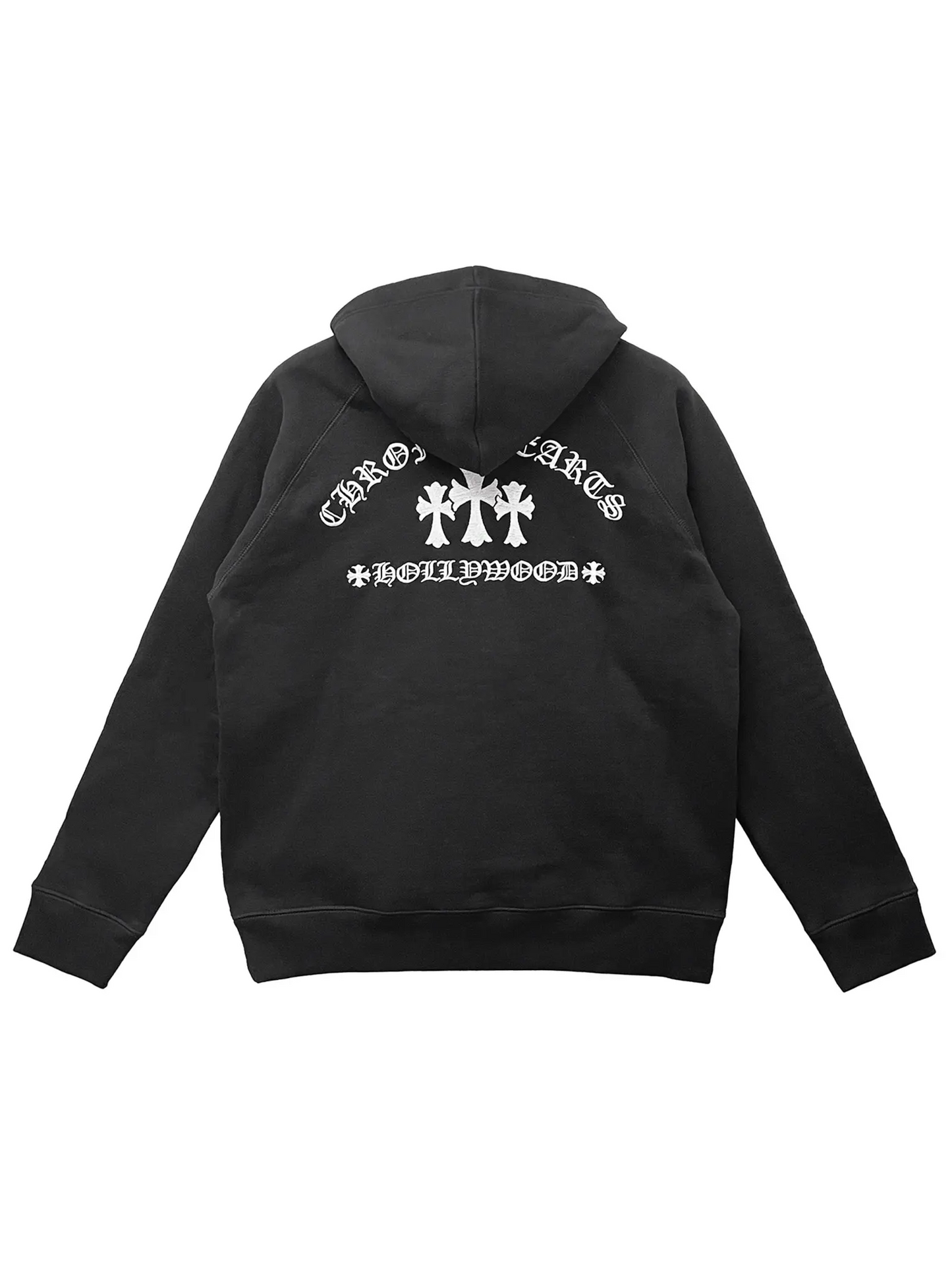 Chrome Hearts Triple Cross Embroidery Hollywood Back Zip Hoodie Black