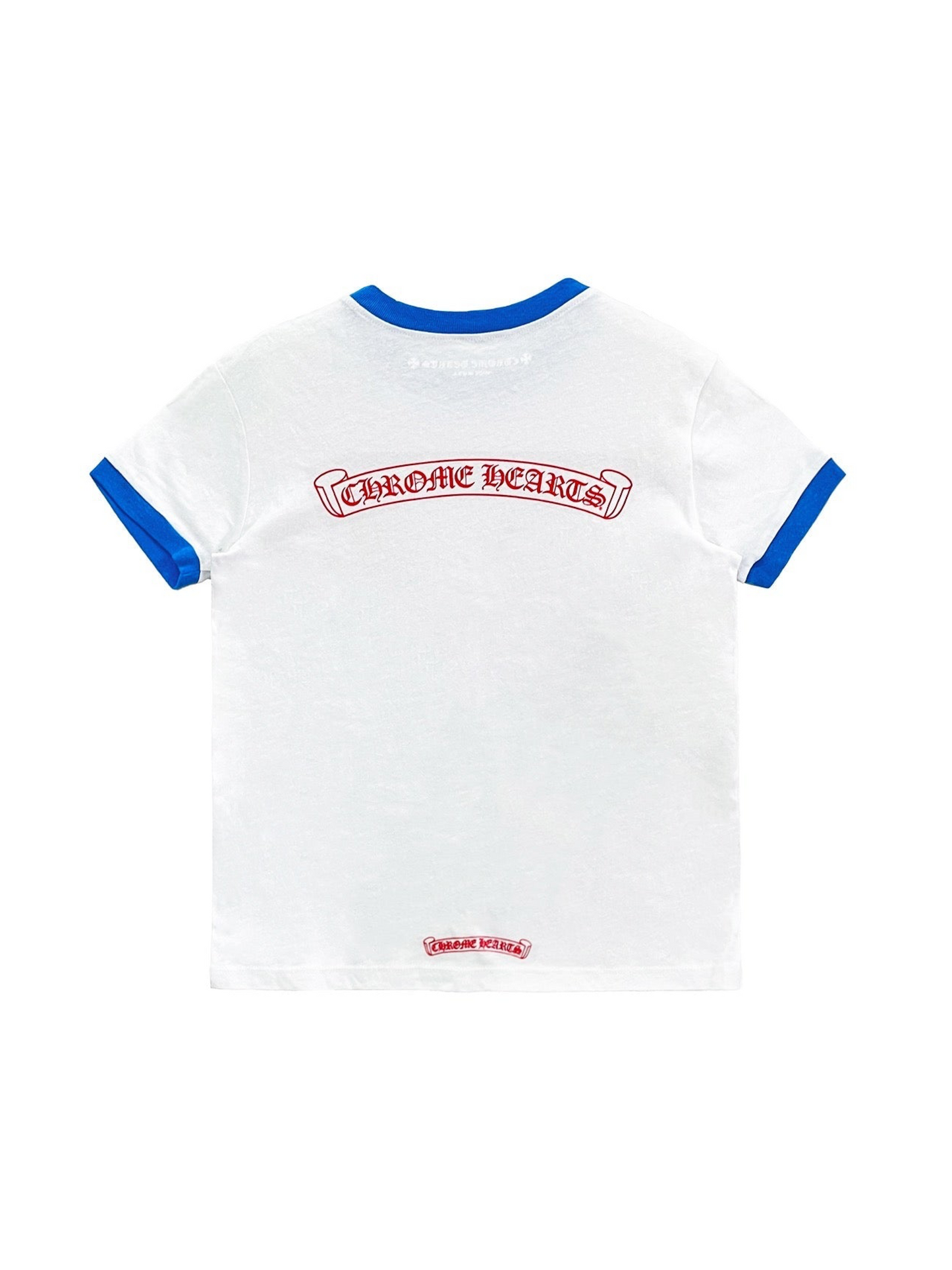 Chrome Hearts Roller Skate Red Horseshoe Logo Front Scroll Logo Back Tee White